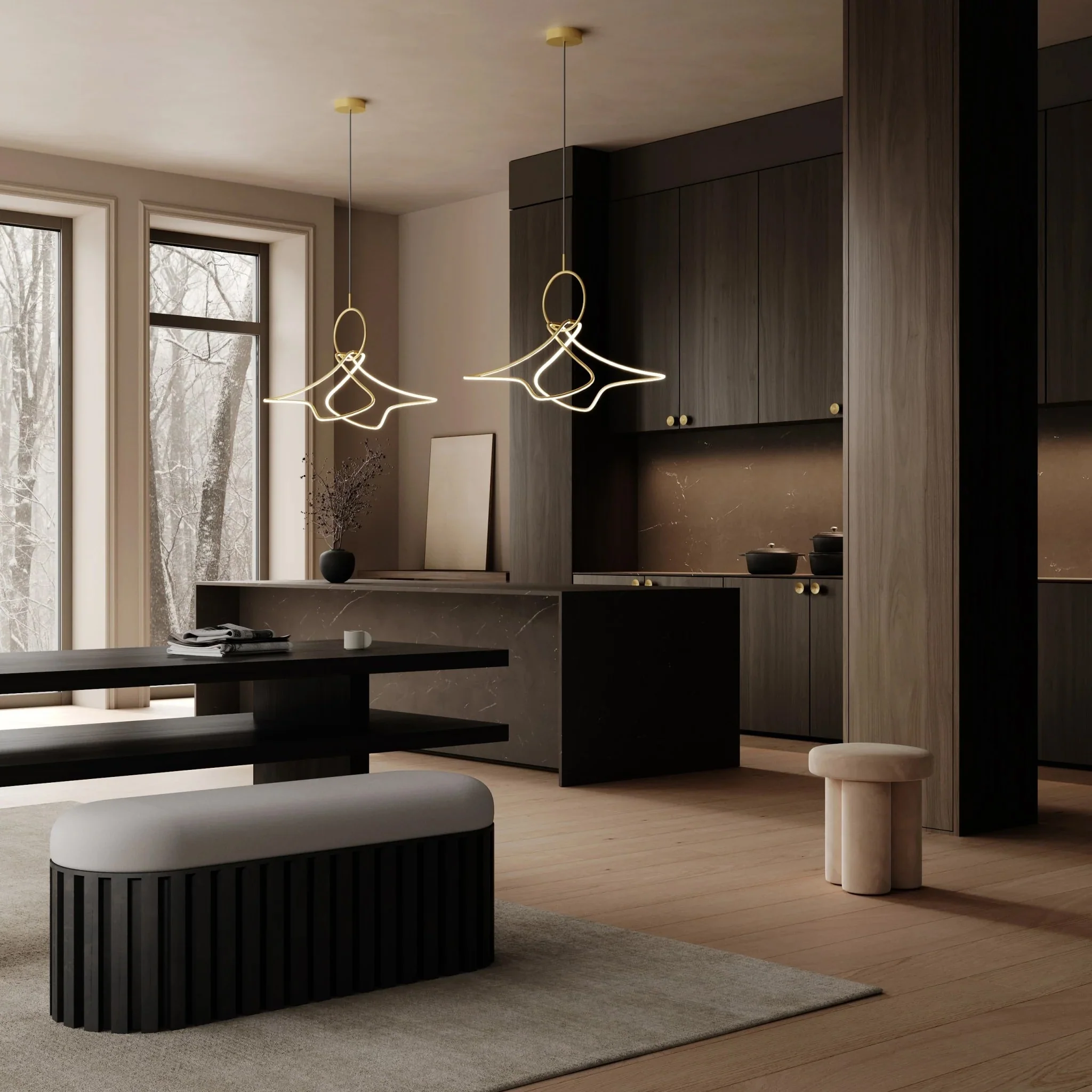 101 COPENHAGEN Kumo Chandelier, Mini, Brass - Image 2