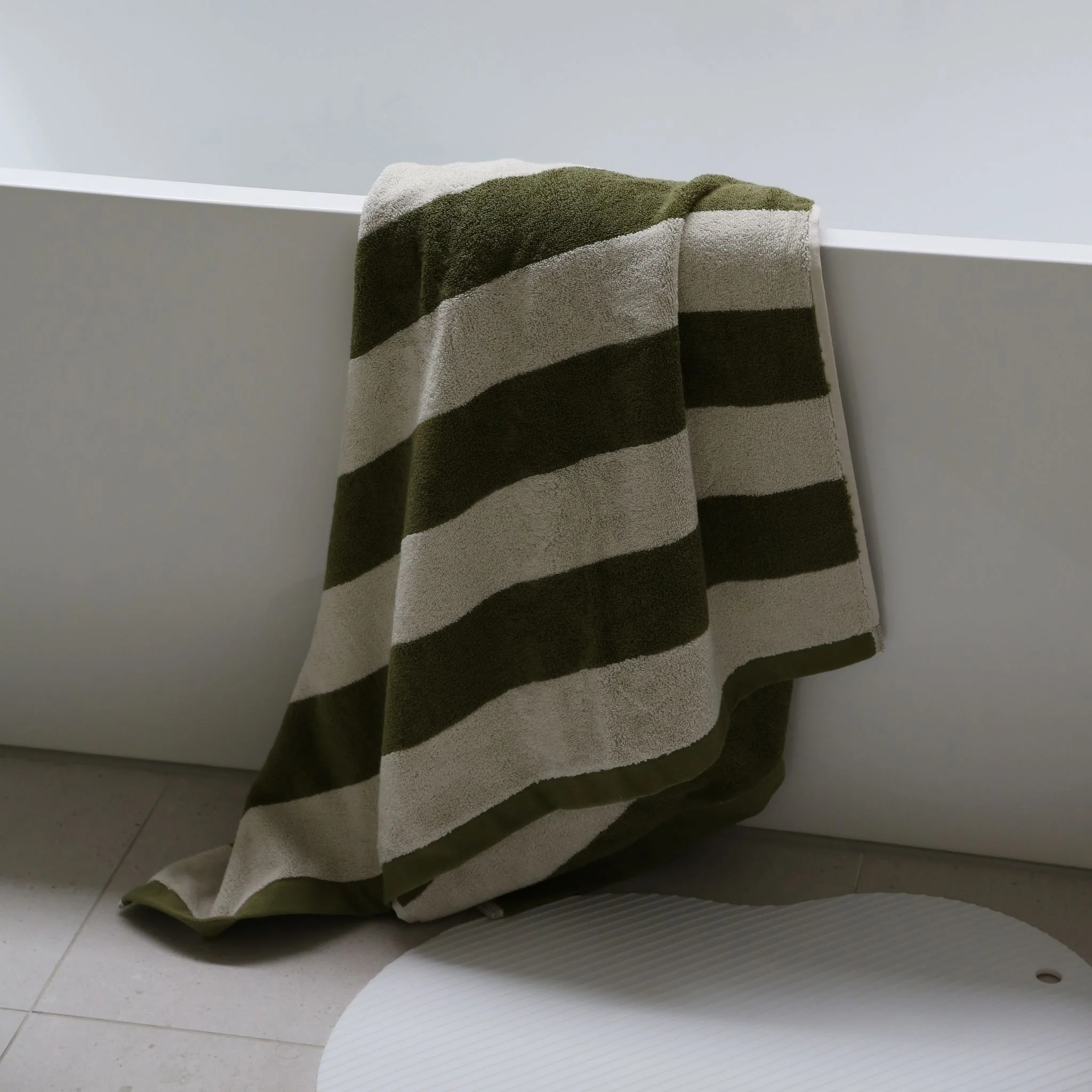 AURA HOME Riviera Stripe Bath Towel, Caper - Image 7