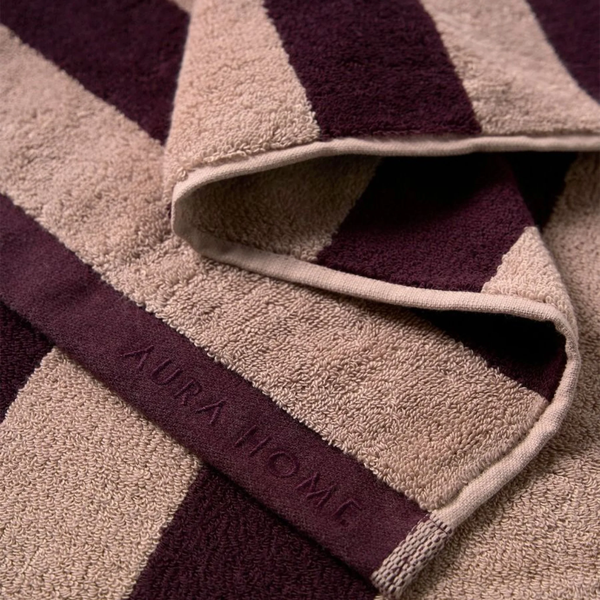 AURA HOME Riviera Stripe Hand Towel, Mulberry - Image 3