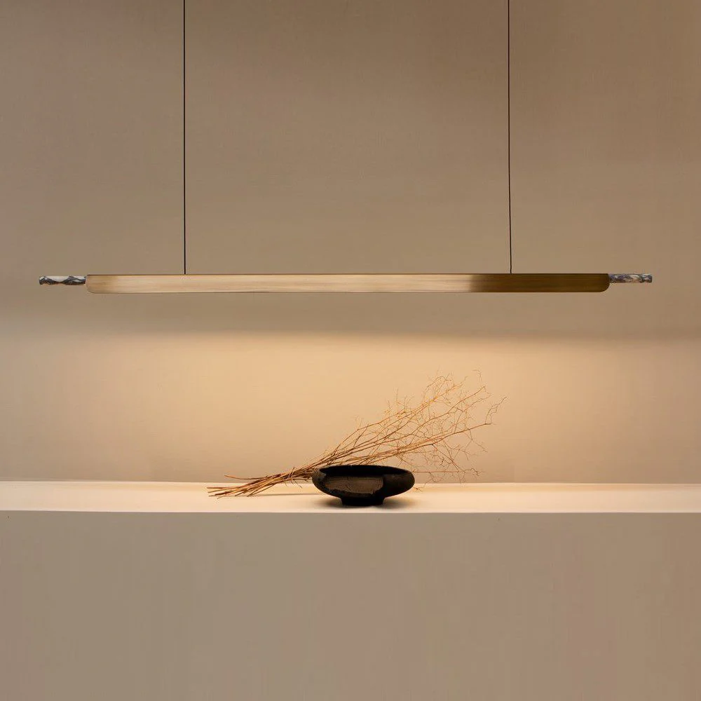 PRE-ORDER │ BEN-TOVIM DESIGN Formation Linear Pendant, Aged Brass/Viola Marble - 7 Sizes - Image 2