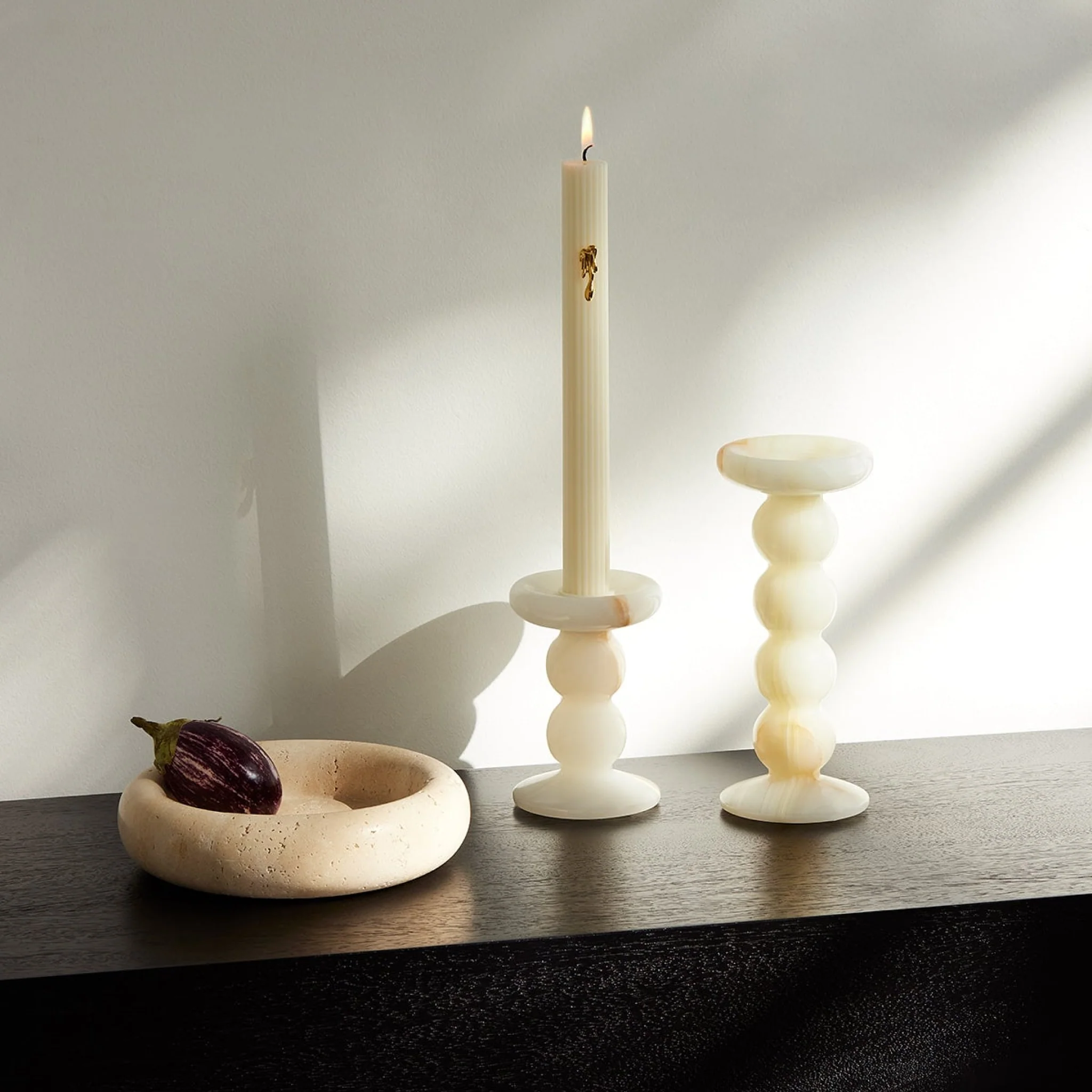 BLACK BLAZE Halo Marble Tray, D20cm, Travertine - Image 5