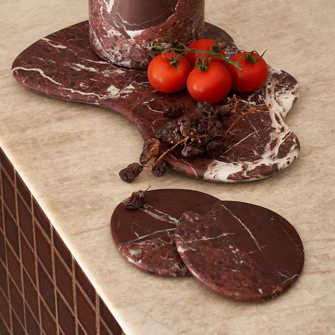BLACK BLAZE Marble Coaster, Rosso Levanto (Set of 4) - Image 2