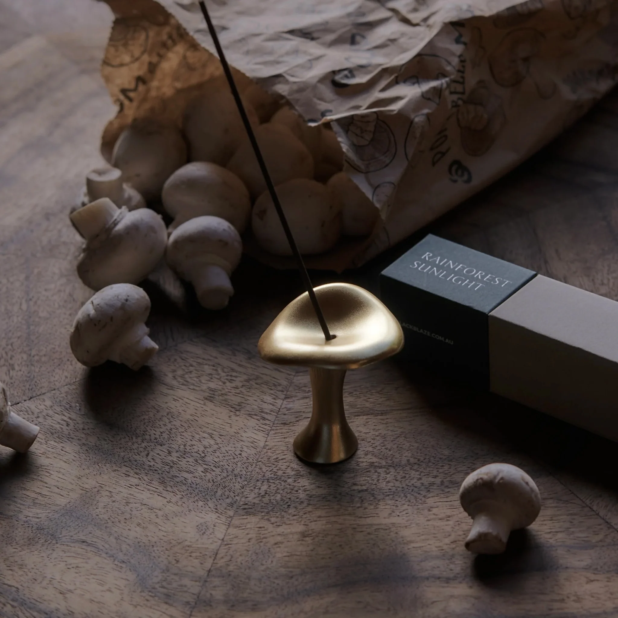 BLACK BLAZE Mushroom Incense Burner, Gold - Image 2