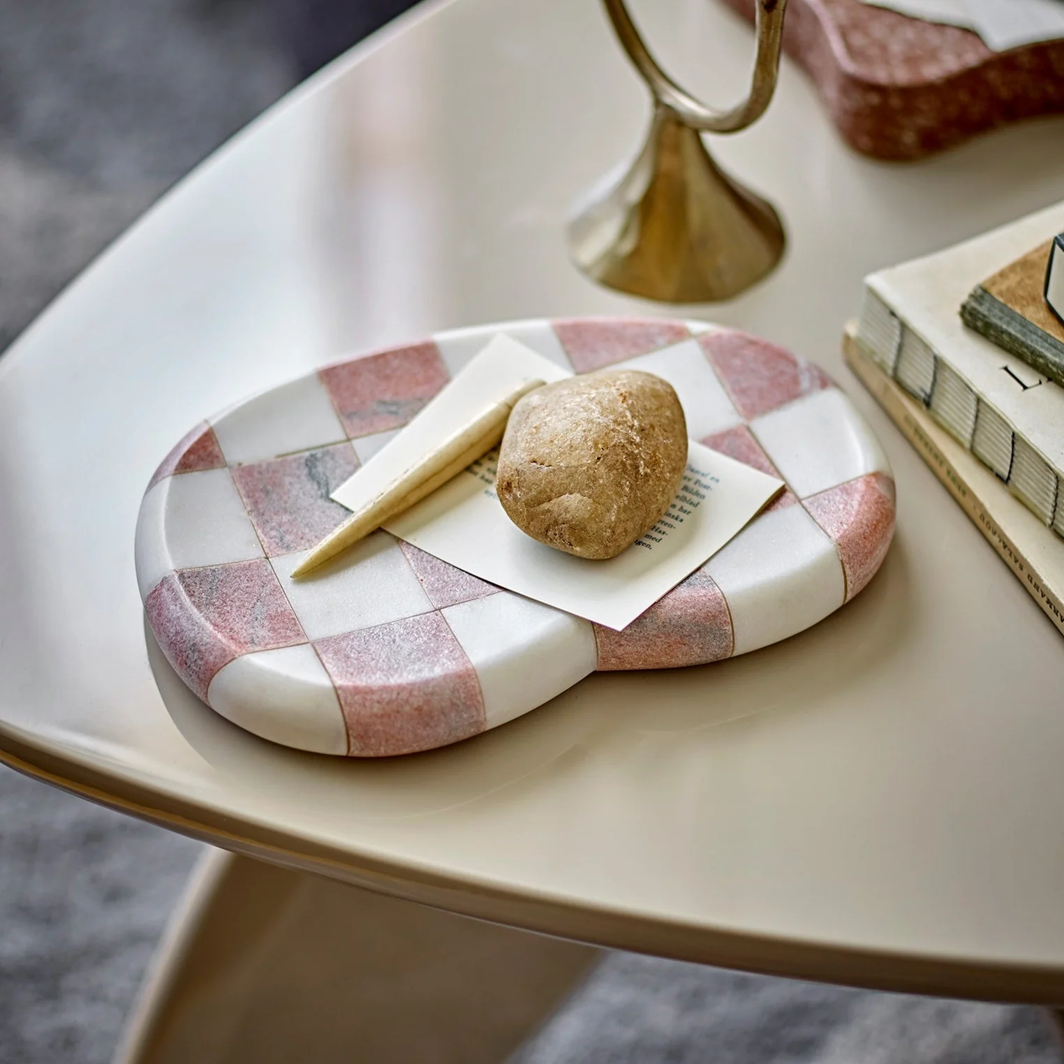 BLOOMINGVILLE Petrea Marble Tray, Rose, L22 cm - Image 2