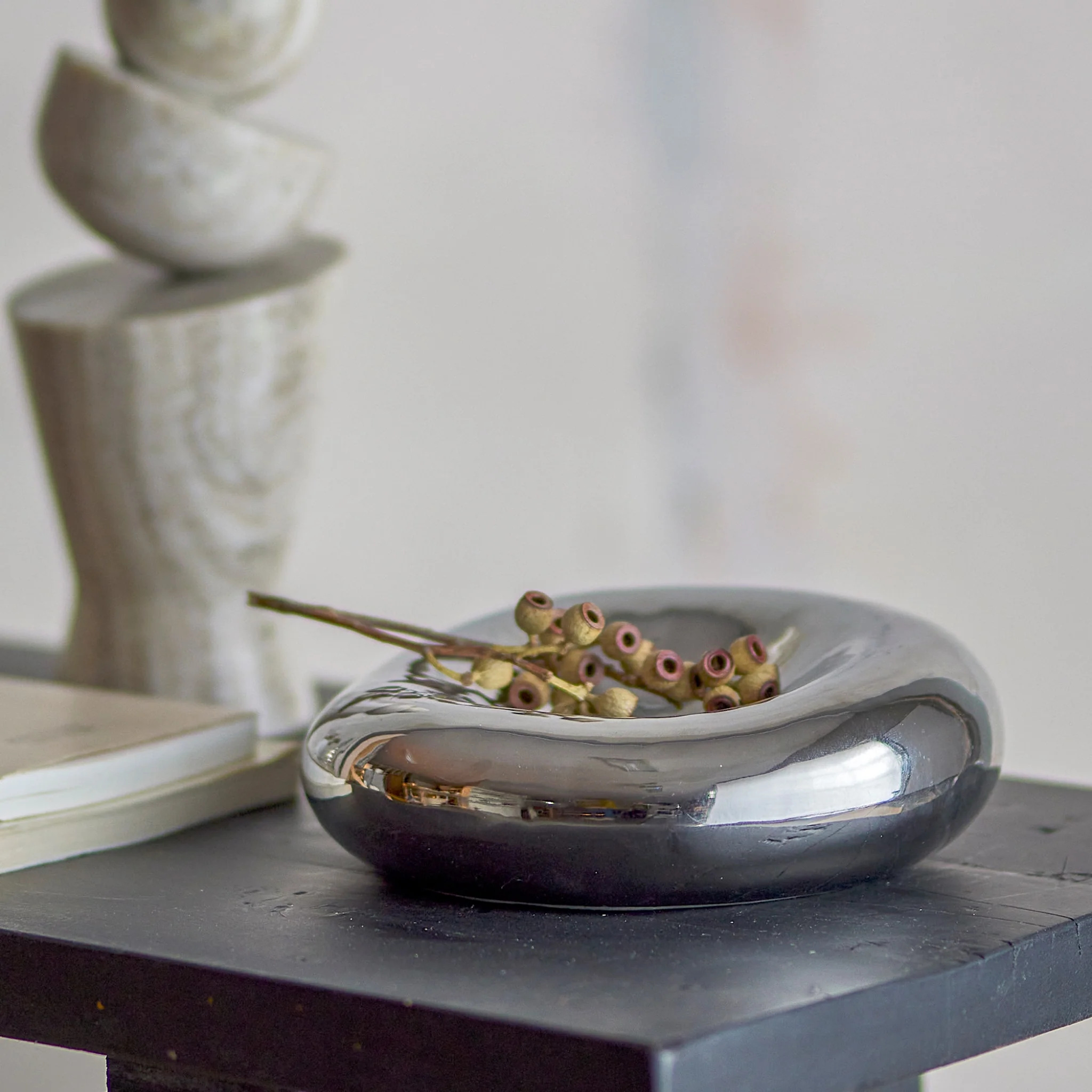 BLOOMINGVILLE Shine Stoneware Bowl, Chrome/Silver, D18cm - Image 3