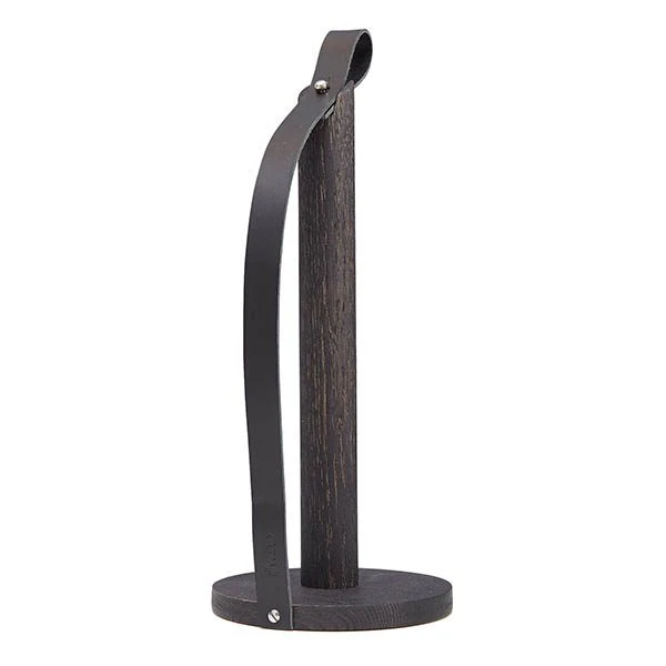 EKTA LIVING Hands On Paper Towel Holder Black Leather/Oak - Image 5