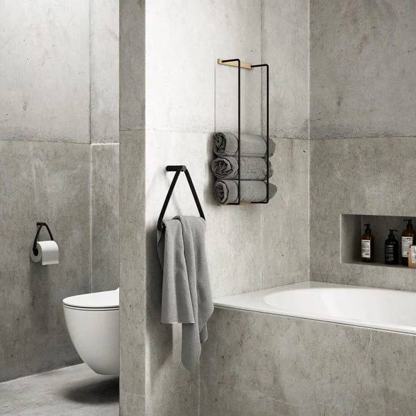 EKTA LIVING Towel Rack, Smoked Oak - Image 3