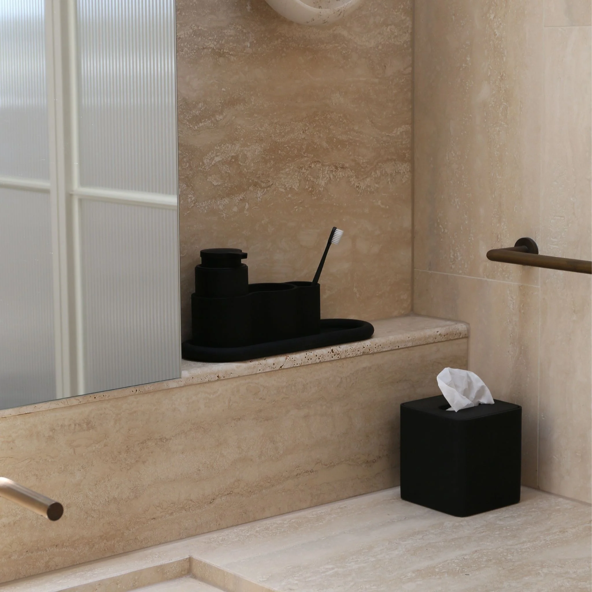 DESIGNSTUFF ARC Square Tissue Box, Black - Image 4