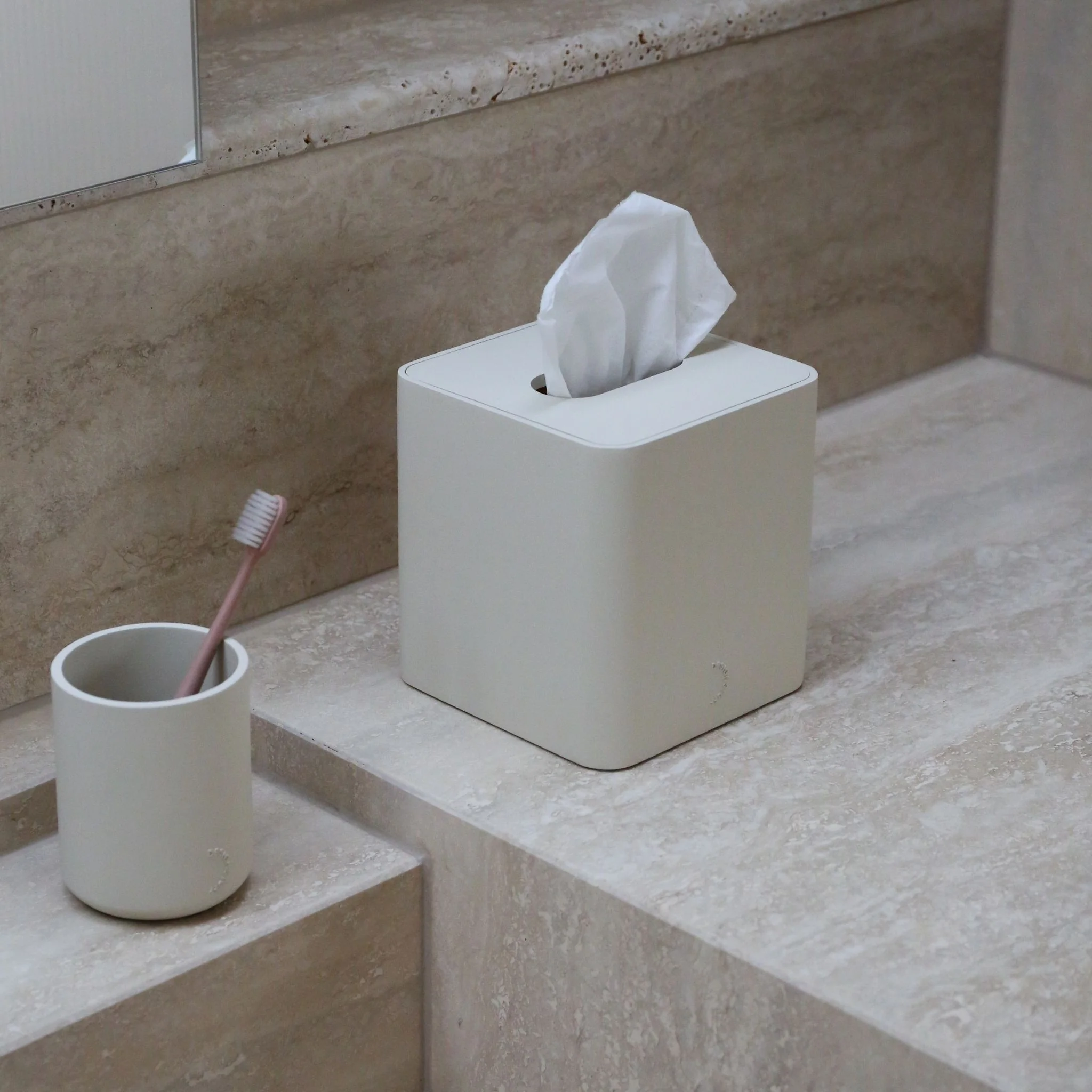 DESIGNSTUFF ARC Square Tissue Box, Sand - Image 3