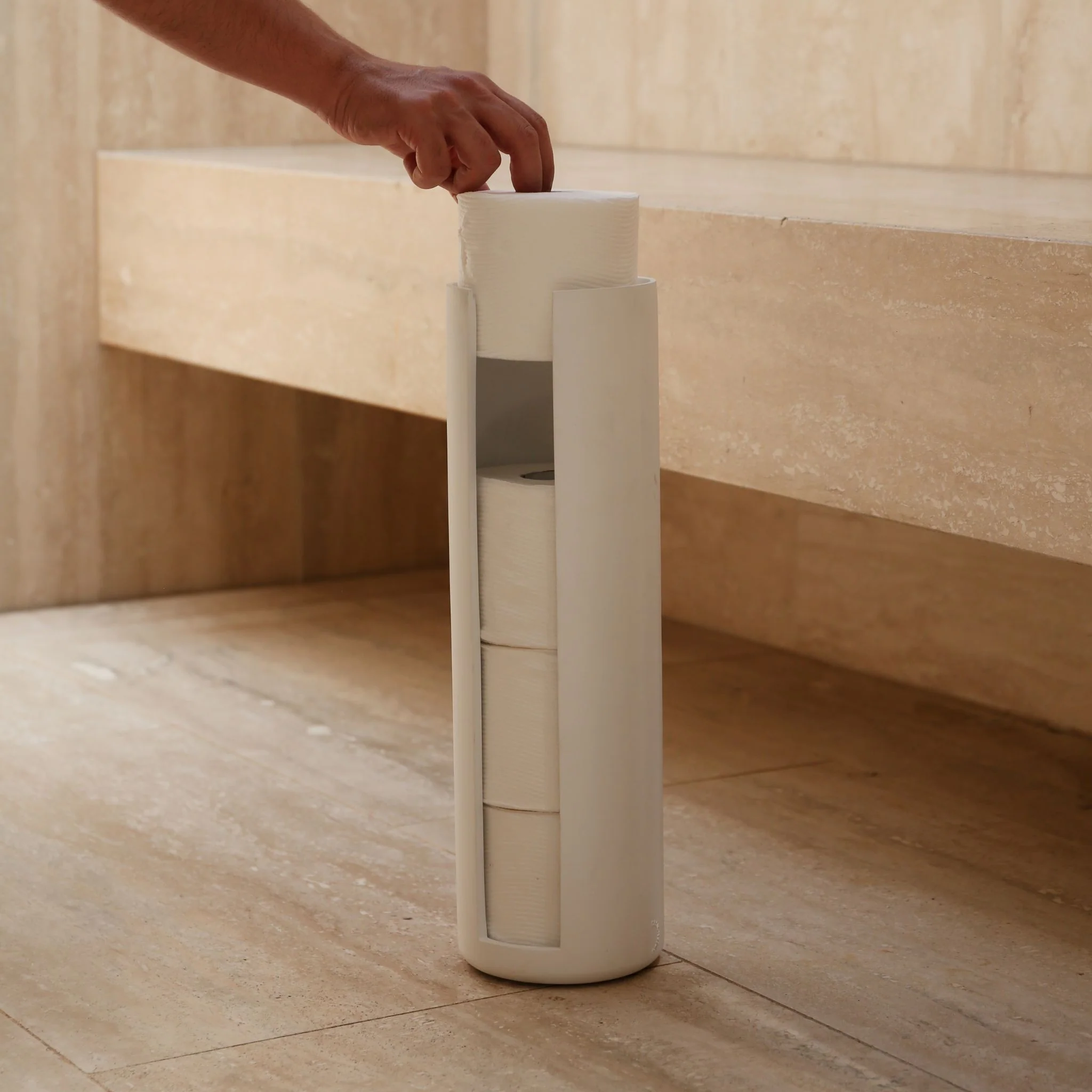 DESIGNSTUFF ARC Toilet Paper Storage Holder, White - Image 4
