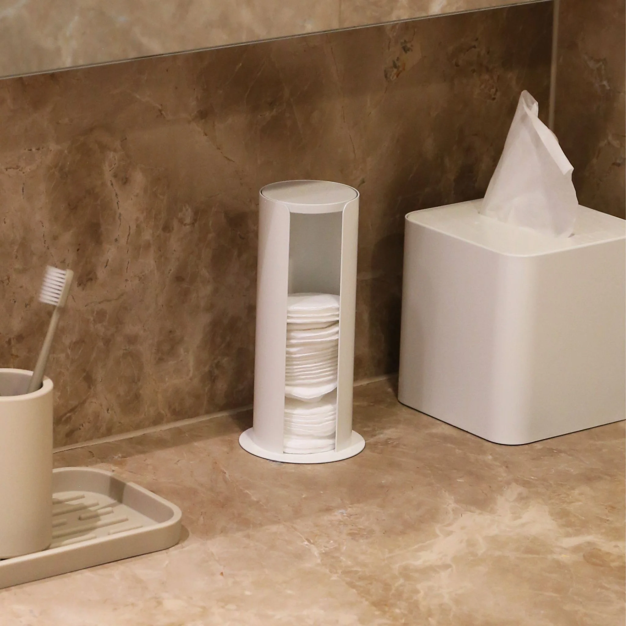 DESIGNSTUFF Cotton Pad Storage Holder, White - Image 3