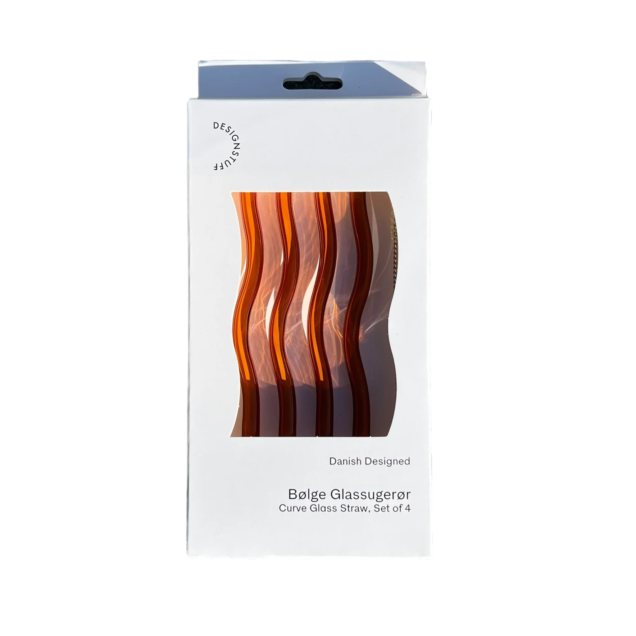DESIGNSTUFF Curve Glass Straw, Cinnamon (Set of 4) - Image 3