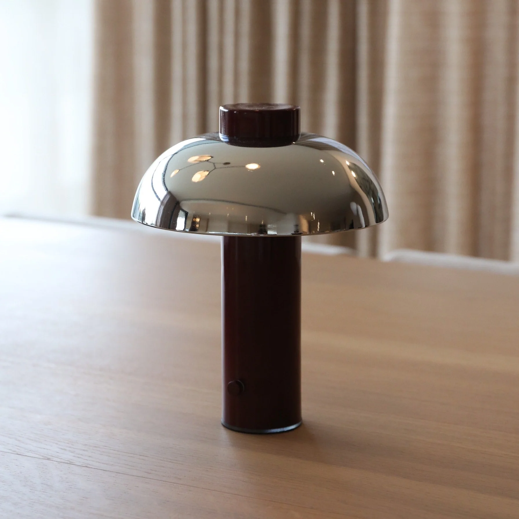 DESIGNSTUFF LUME Elio Pillar Portable Lamp, Burgundy/Chrome - Image 2