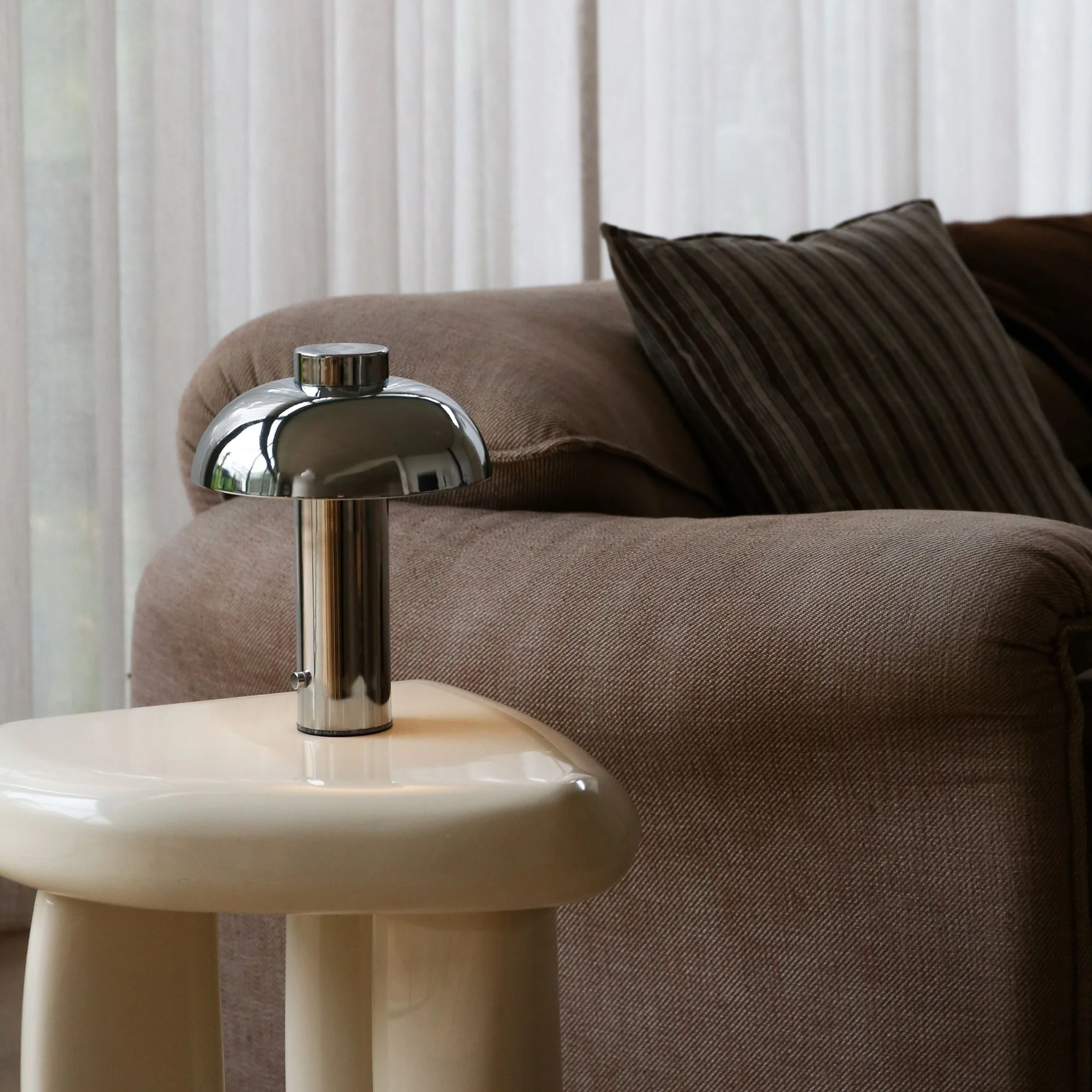 DESIGNSTUFF LUME Elio Pillar Portable Lamp, Chrome/Chrome - Image 7