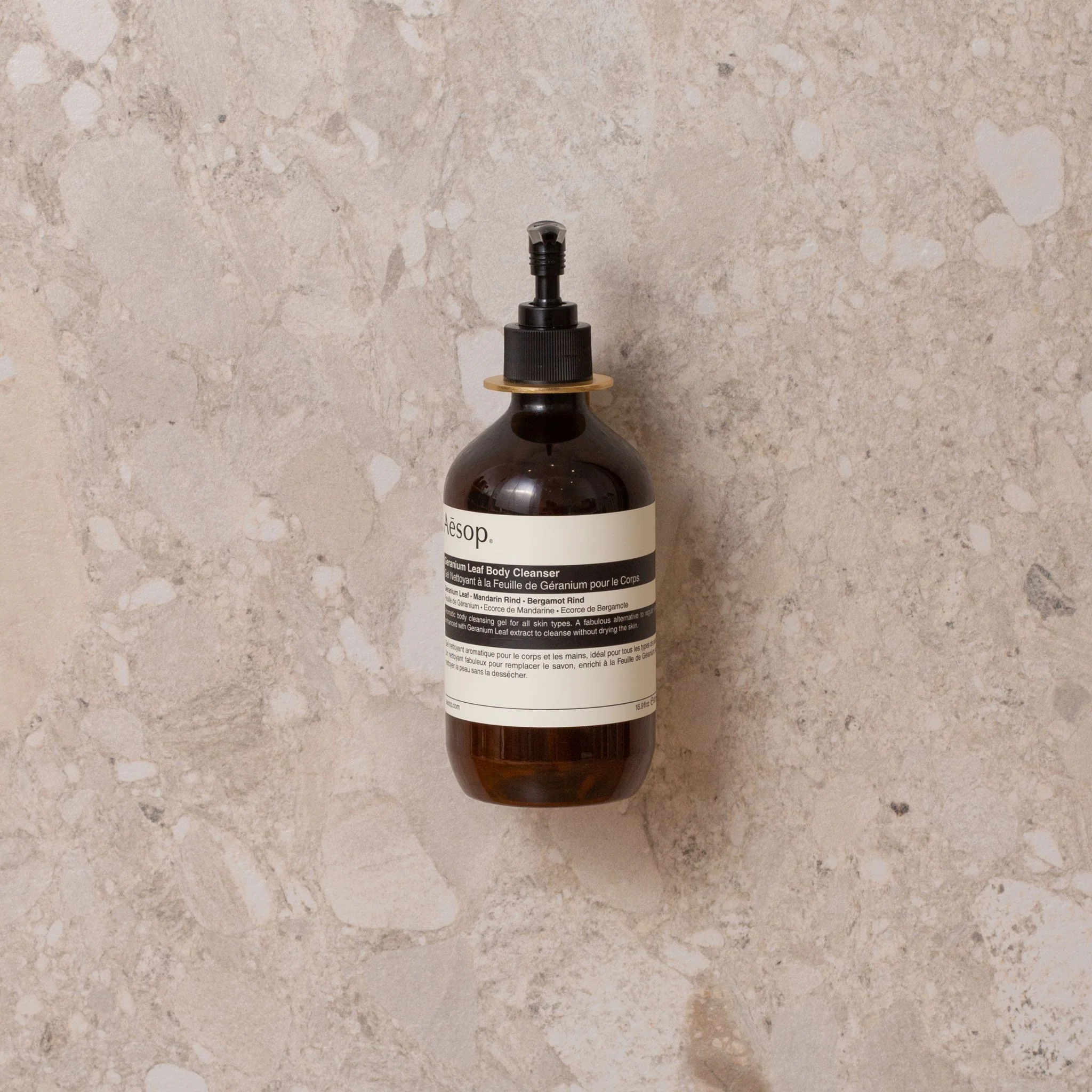 DESIGNSTUFF Floating Soap Dispenser Holder, Brushed Brass - Image 3