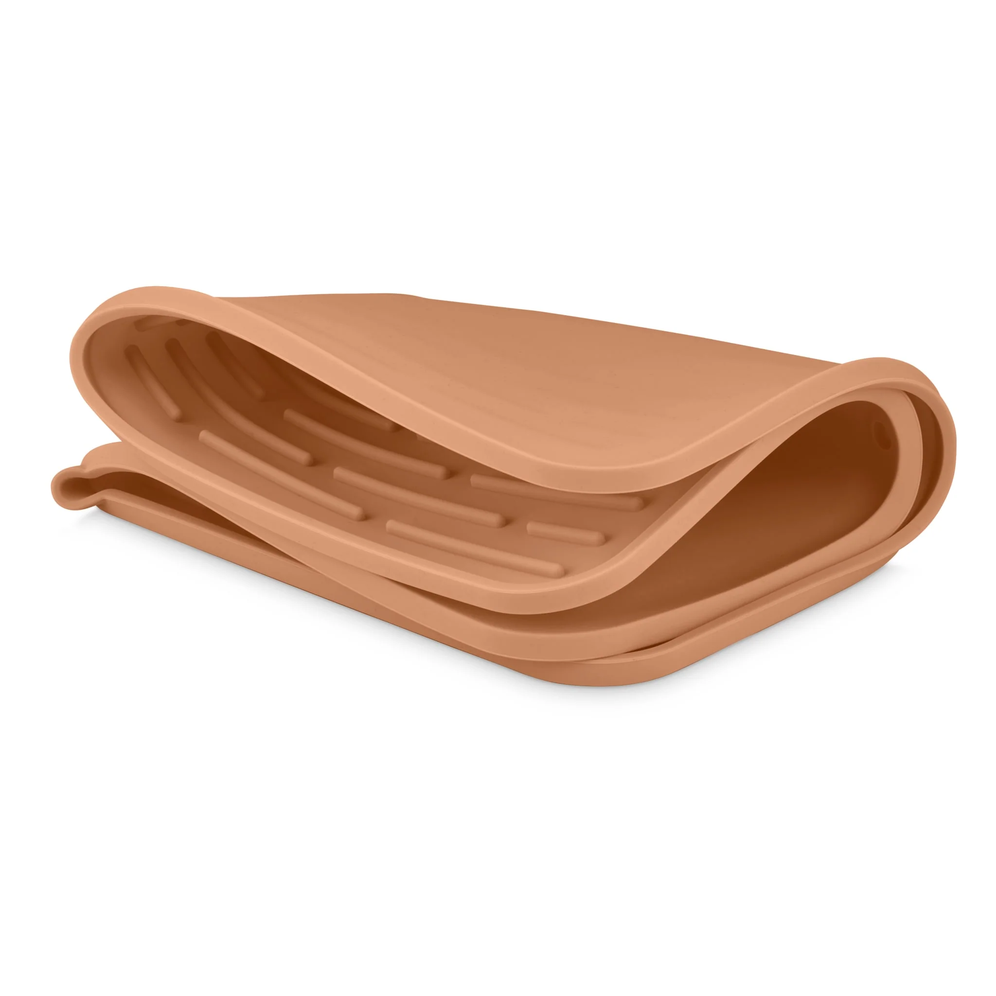 DESIGNSTUFF DRIP Folding Silicone Drying Mat Large w/ Drainage Mouth, Camel - Image 5