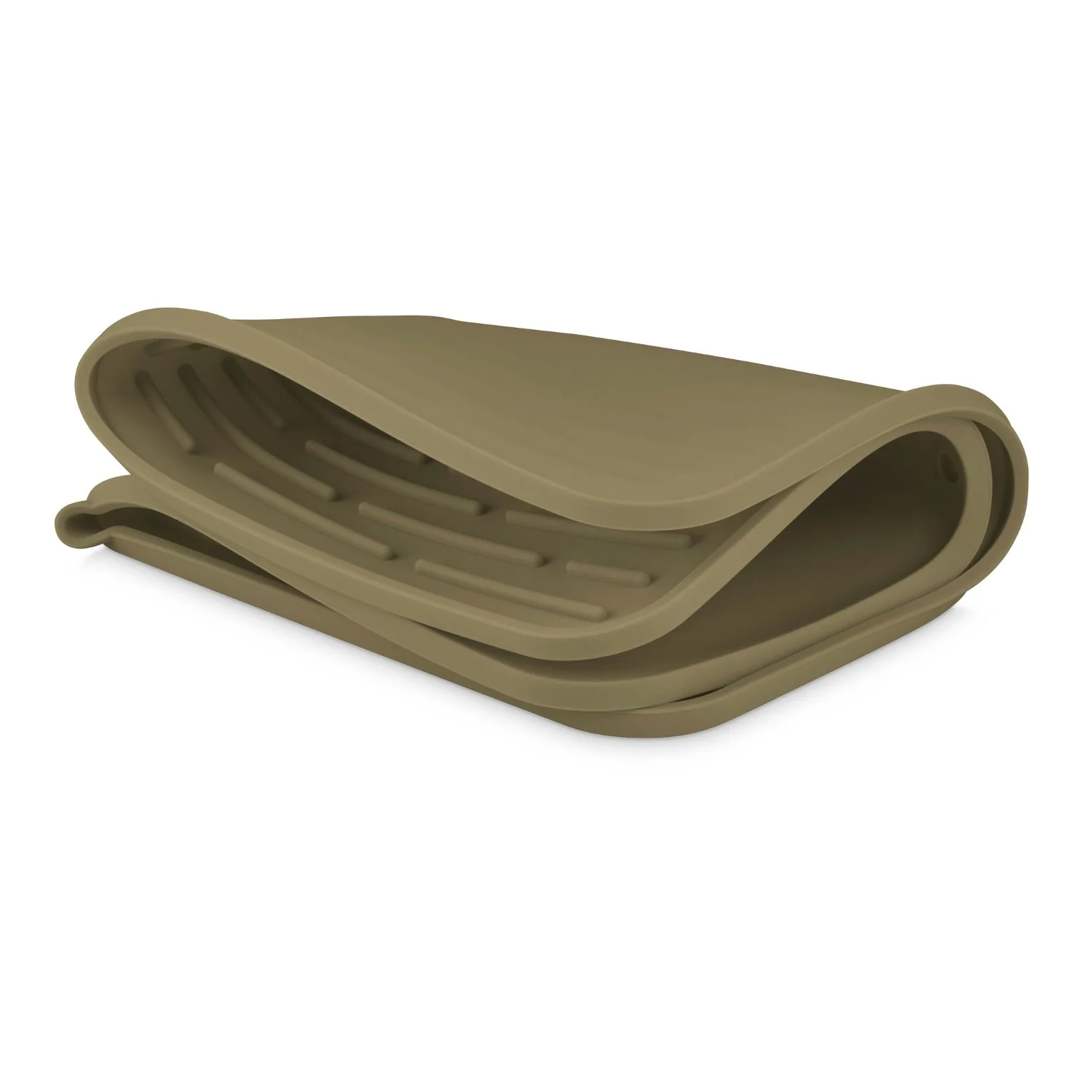 DESIGNSTUFF DRIP Folding Silicone Drying Mat Large w/ Drainage Mouth, Khaki - Image 3