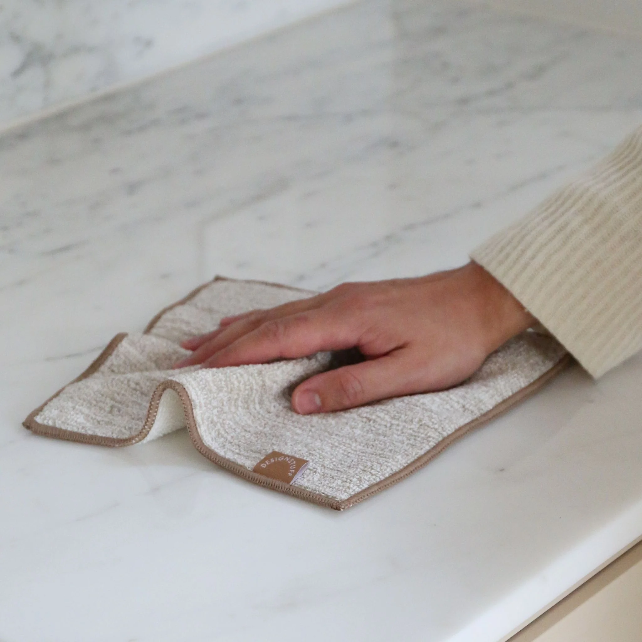 DESIGNSTUFF ETTA Hemp Marle Scourer & Bamboo Dishcloth, Camel (Set of 2) - Image 4