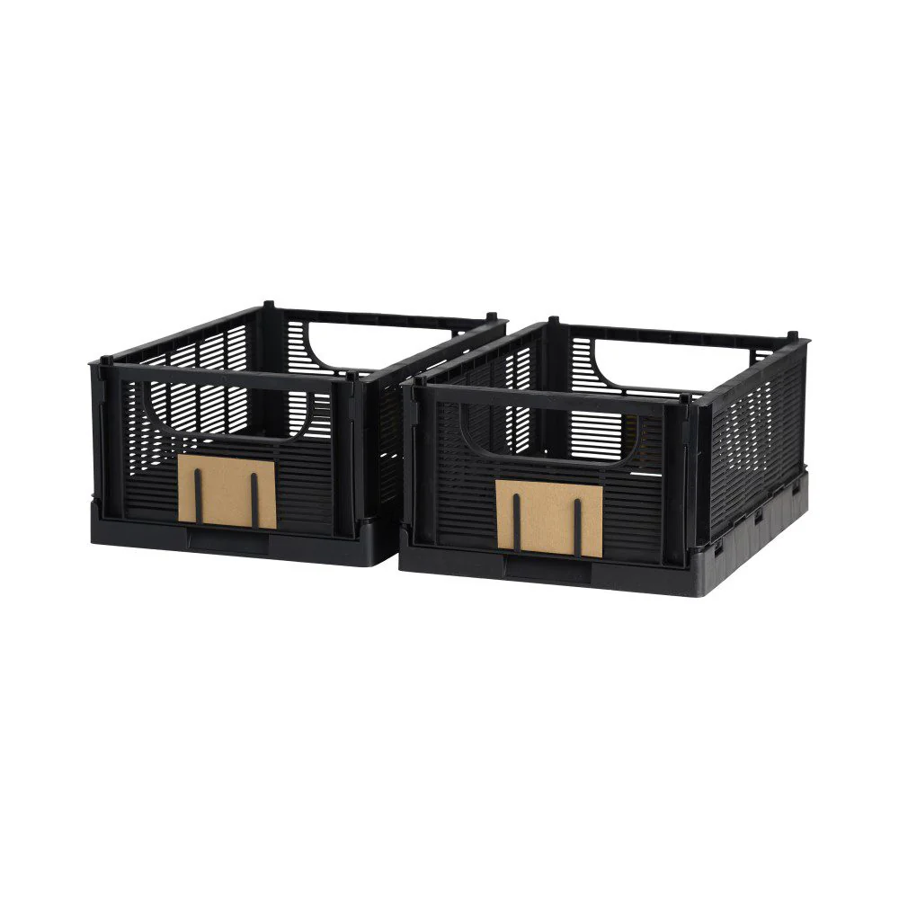 DESIGNSTUFF Linear Collapsible Crate, M, 33x25cm, Black (Set of 2) - Image 2
