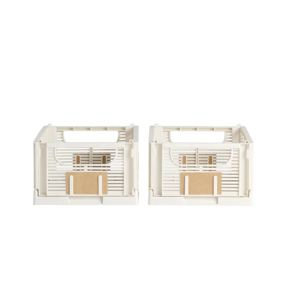 DESIGNSTUFF Linear Collapsible Crate, S, 25x16cm, Chalk (Set of 2) - Image 3