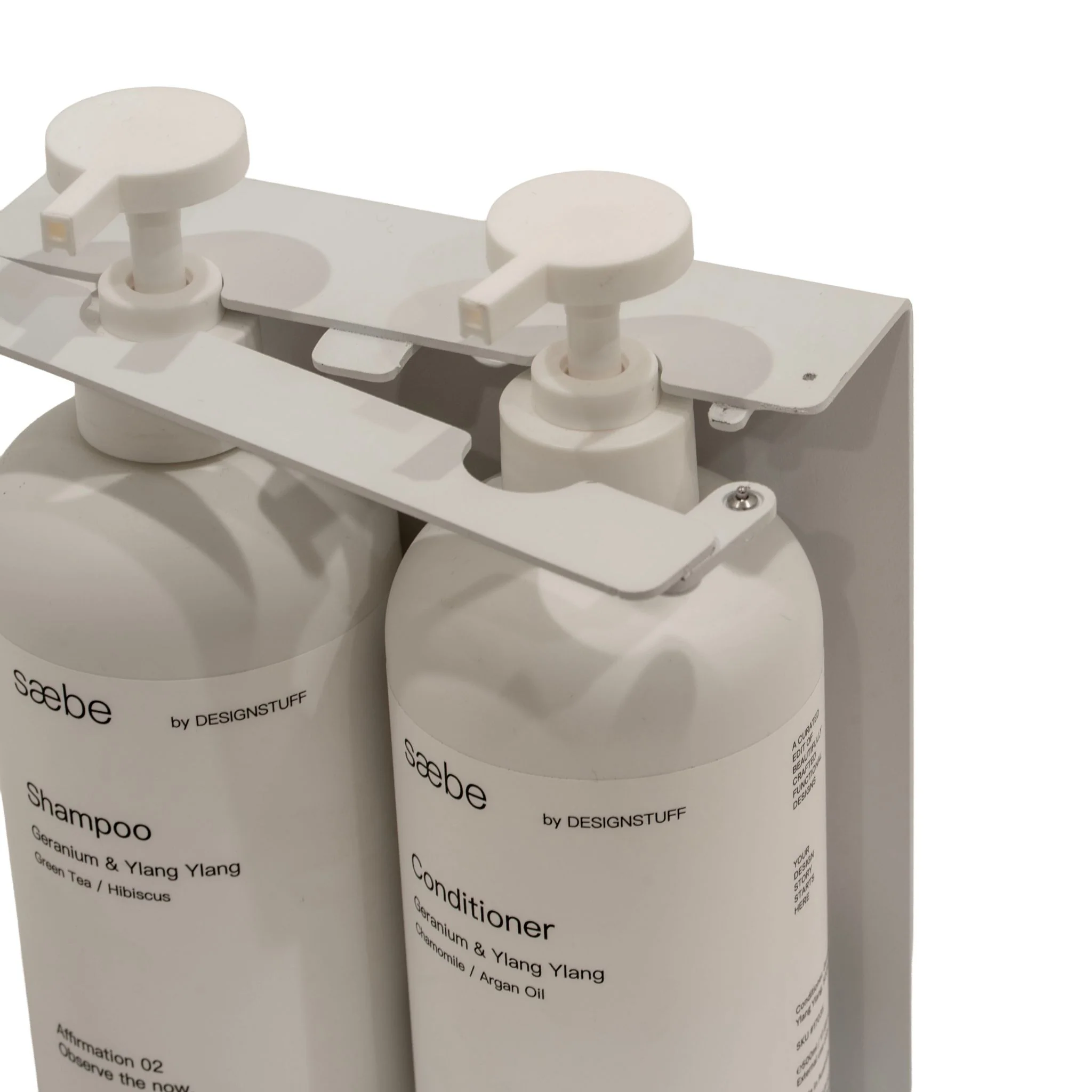 DESIGNSTUFF Lockable Soap Dispenser Holder, Dual 500ml, White - Image 4