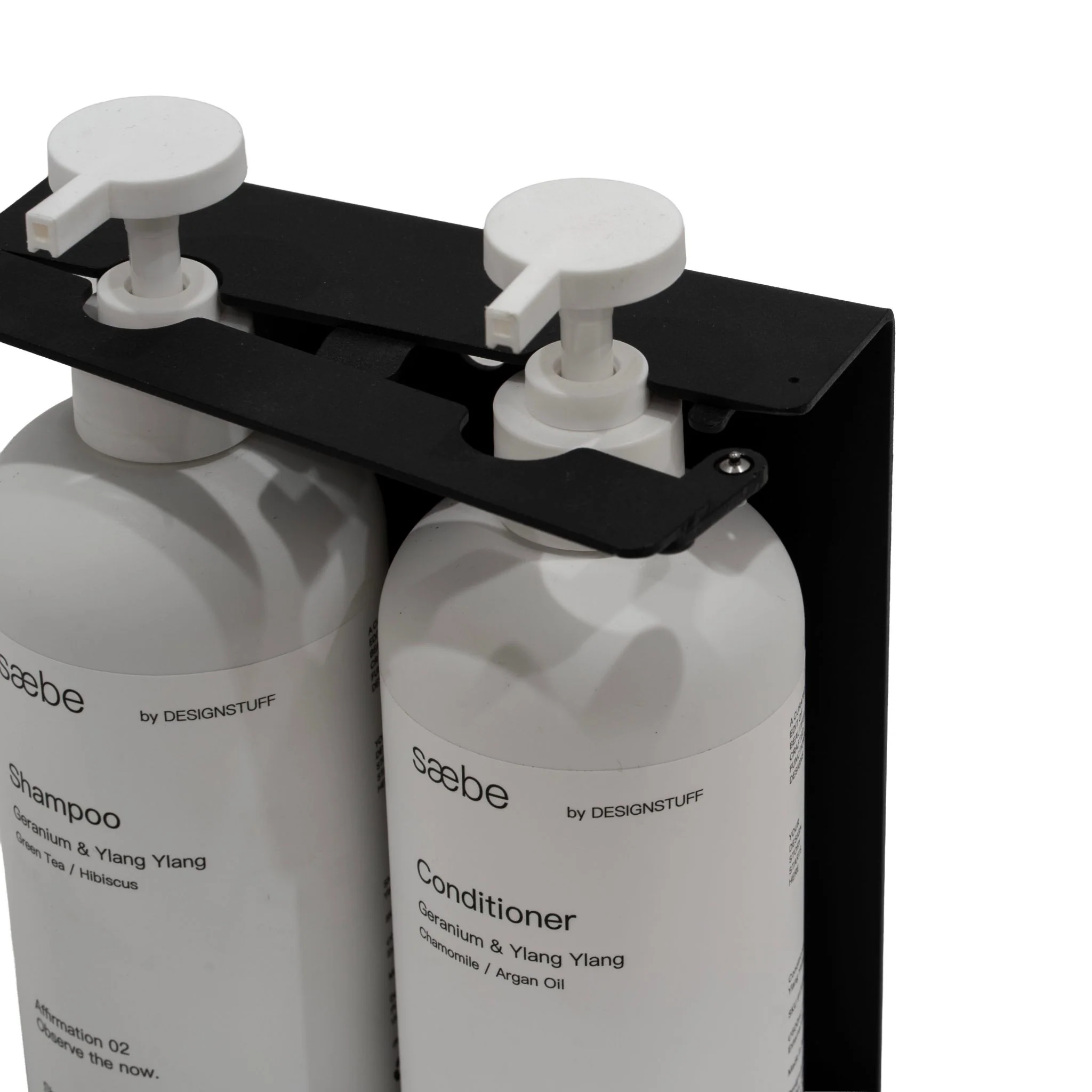 DESIGNSTUFF Lockable Soap Dispenser Holder, Dual 500ml, Black - Image 3