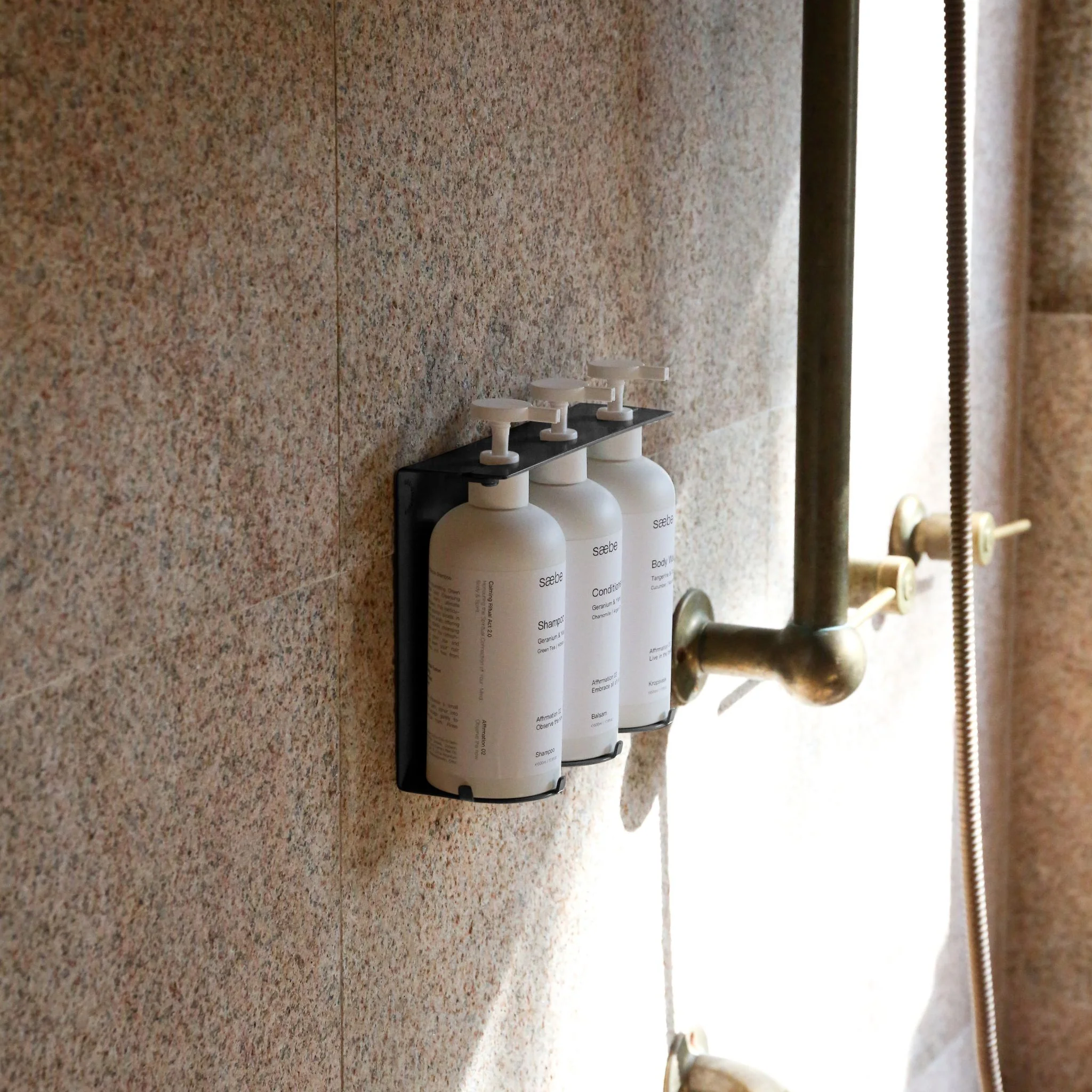 DESIGNSTUFF Lockable Soap Dispenser Holder, Triple 500ml, Black - Image 7