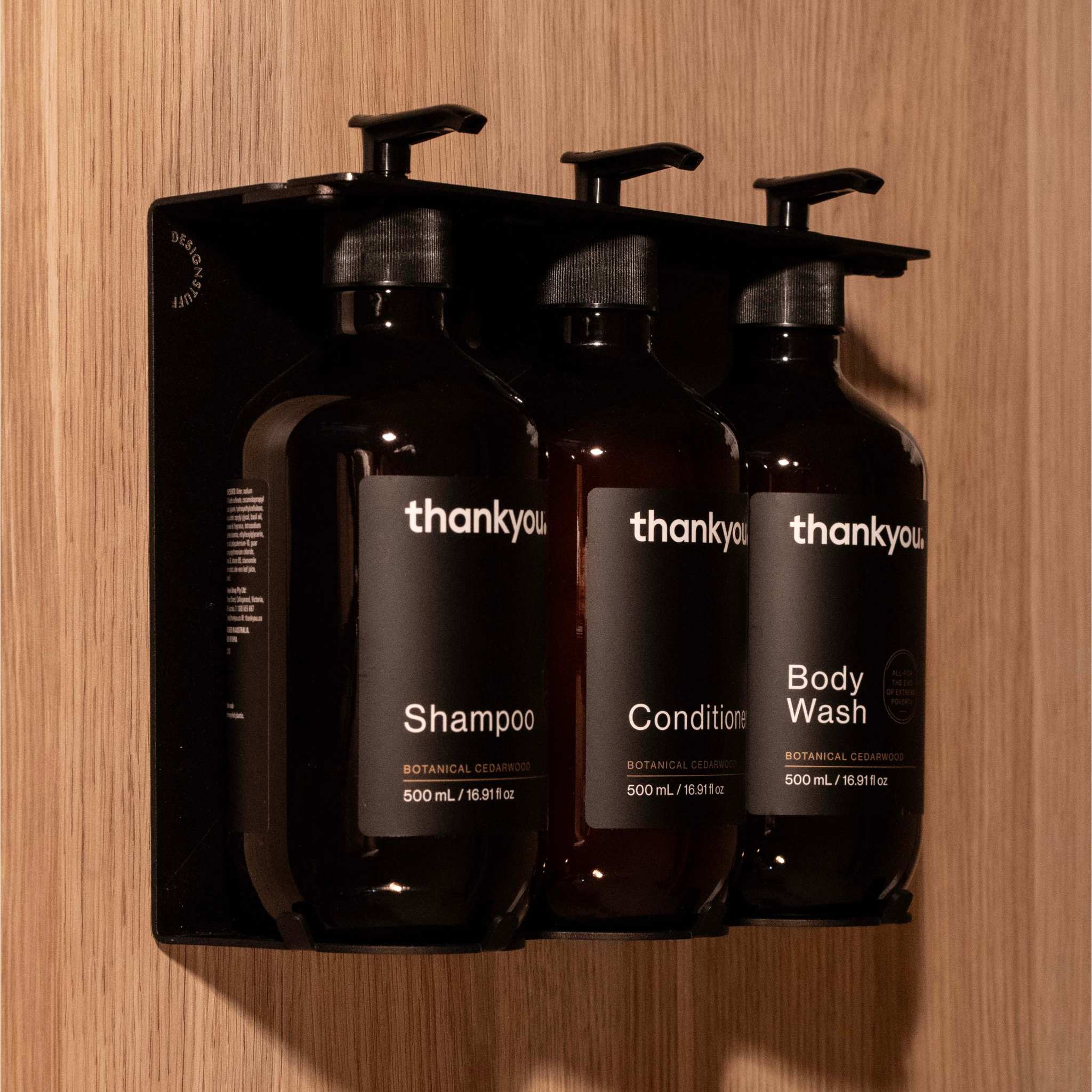 DESIGNSTUFF Lockable Soap Dispenser Holder, Triple 500ml, Black - Image 8
