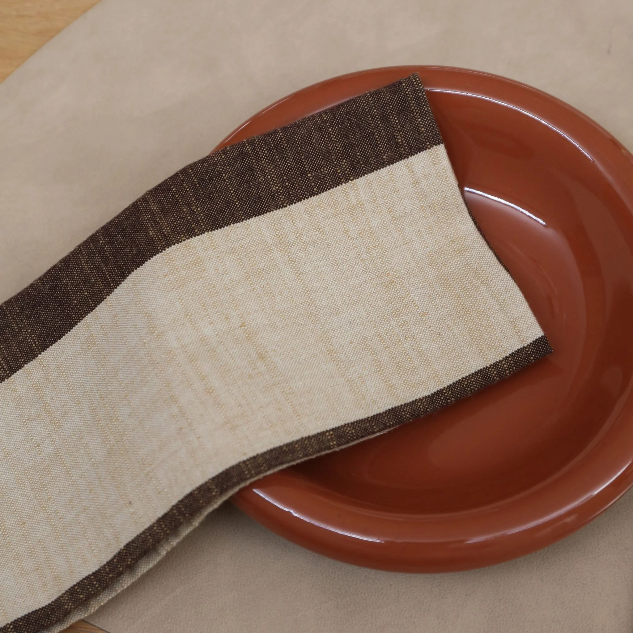 DESIGNSTUFF Napkin w/Fringe, Coffee Bean/Light Grey (Set of 2) - Image 3