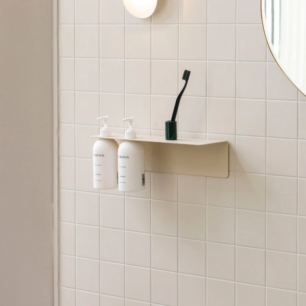 DESIGNSTUFF Shelf w/ Dual Soap Dispenser Holder, L40 cm, Sand - Image 4