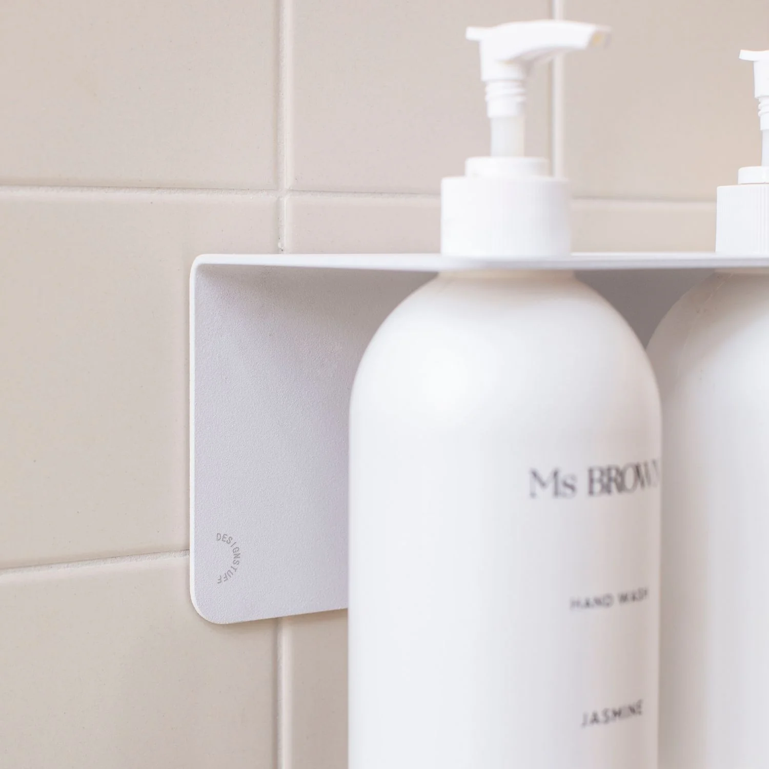 DESIGNSTUFF Shelf w/ Dual Soap Dispenser Holder, L40 cm, White - Image 5