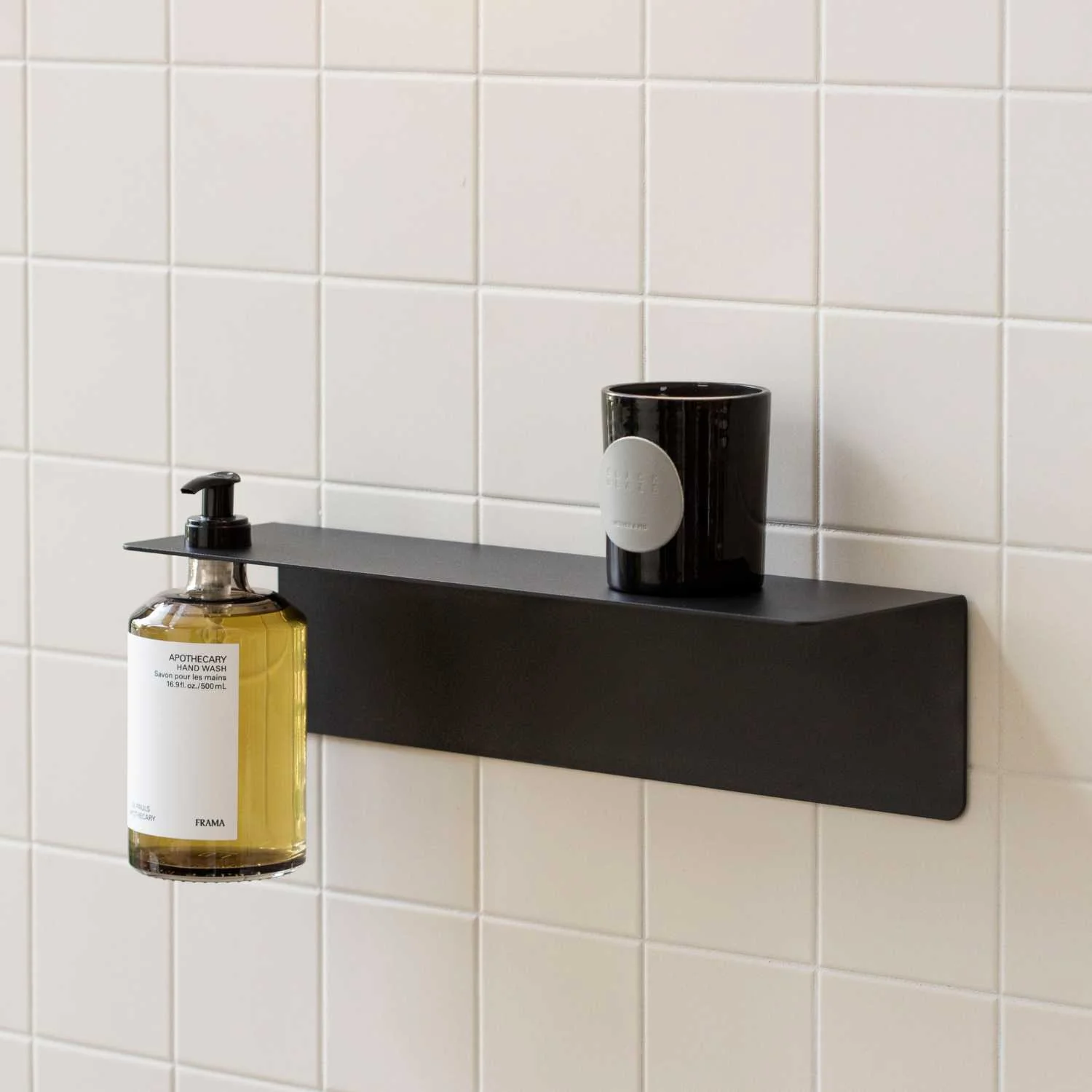 DESIGNSTUFF Shelf w/ Single Soap Dispenser Holder, L40 cm, Black - Image 3