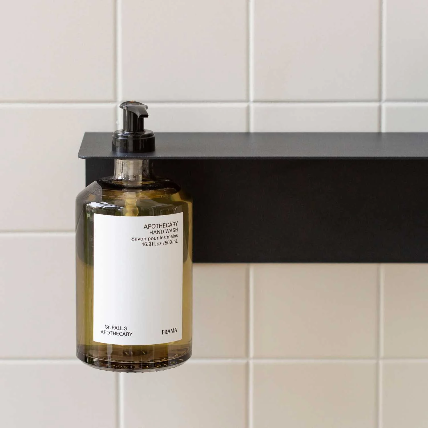 DESIGNSTUFF Shelf w/ Single Soap Dispenser Holder, L40 cm, Black - Image 4
