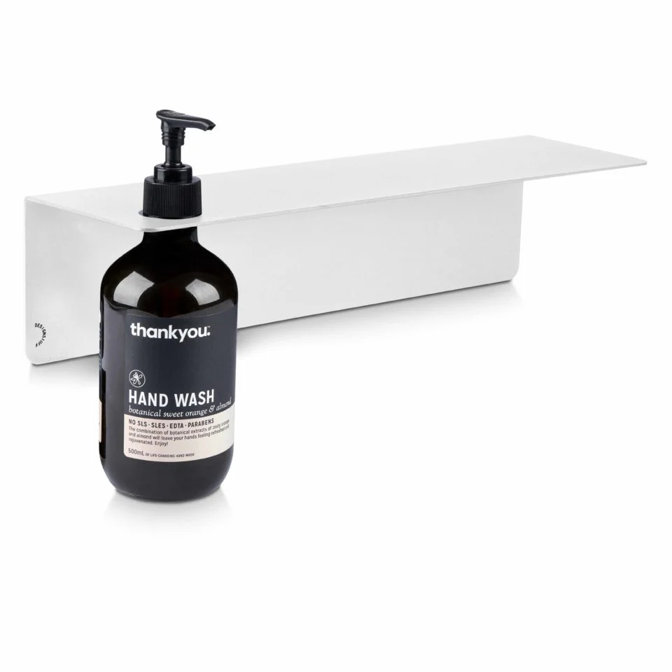 DESIGNSTUFF Shelf w/ Single Soap Dispenser Holder, L40 cm, White - Image 2