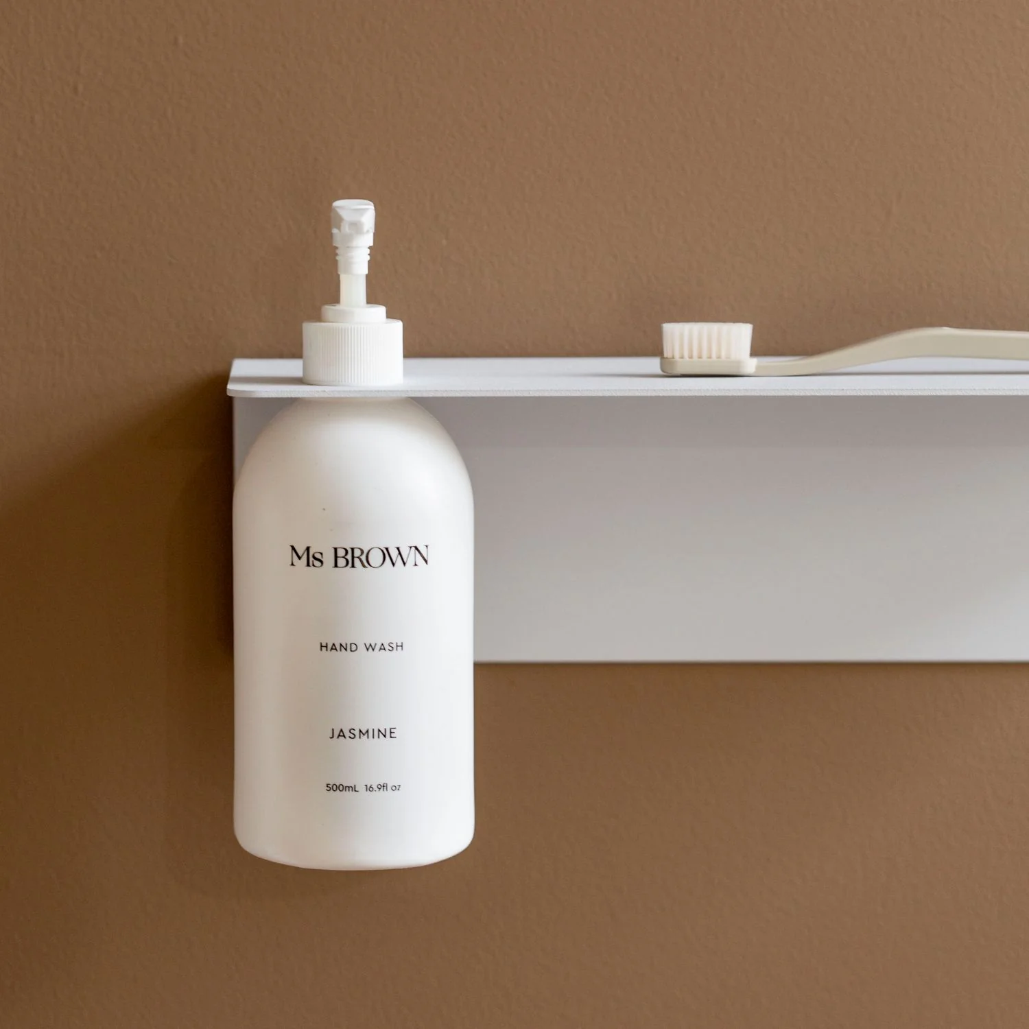 DESIGNSTUFF Shelf w/ Single Soap Dispenser Holder, L40 cm, White - Image 3