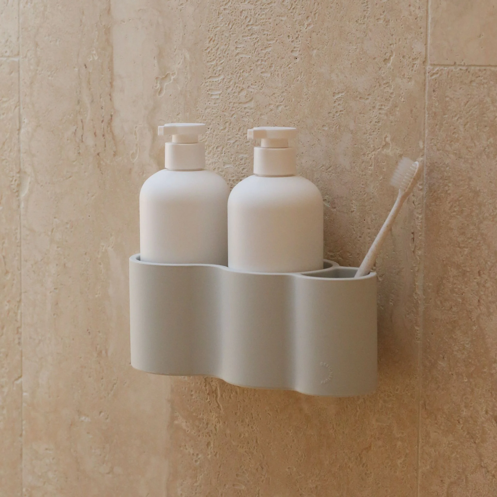 DESIGNSTUFF CURV Shower Caddy, Silicone/Adhesive, Light Grey - Image 4