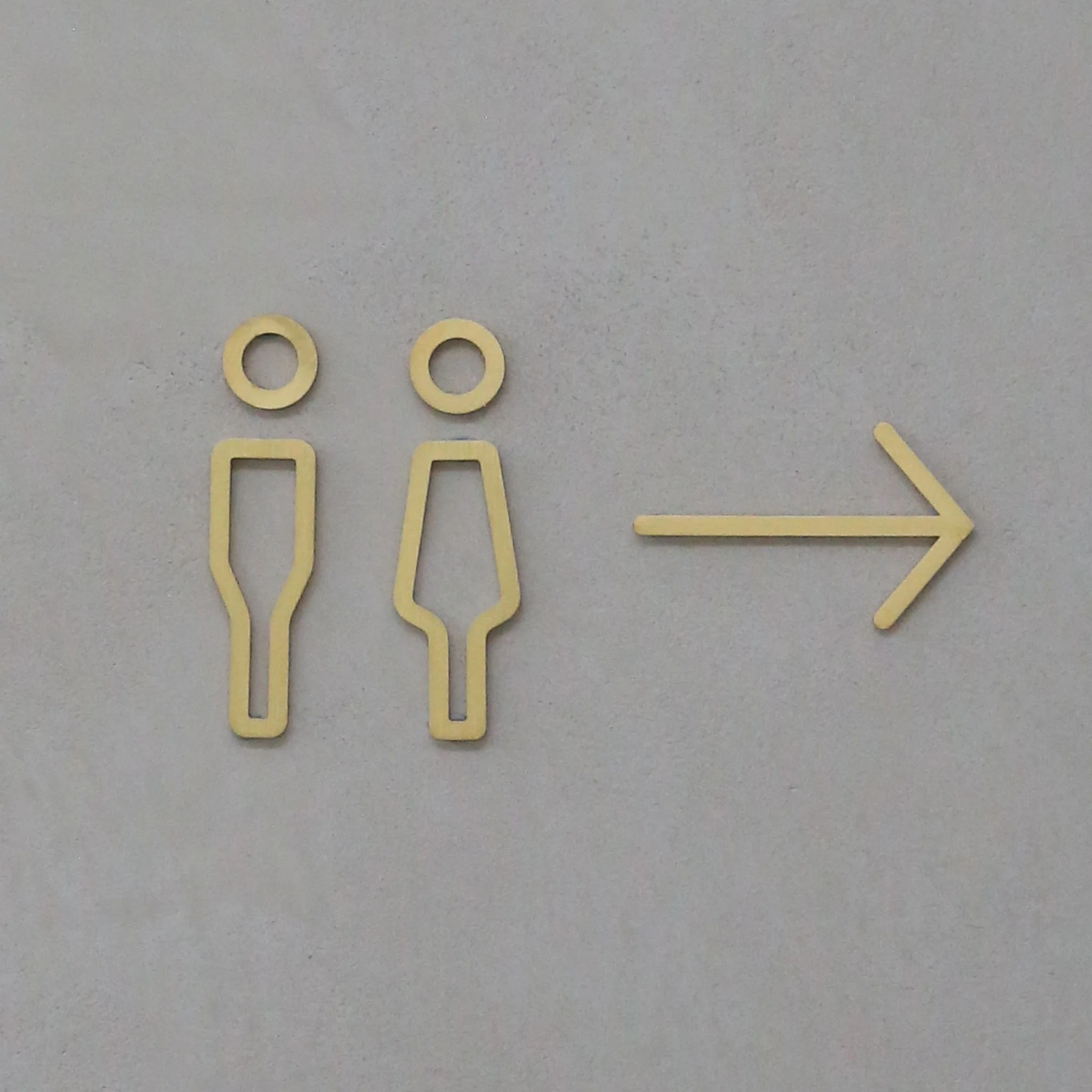DESIGNSTUFF Signage, Restroom, Her/Him, Brushed Brass - Image 3