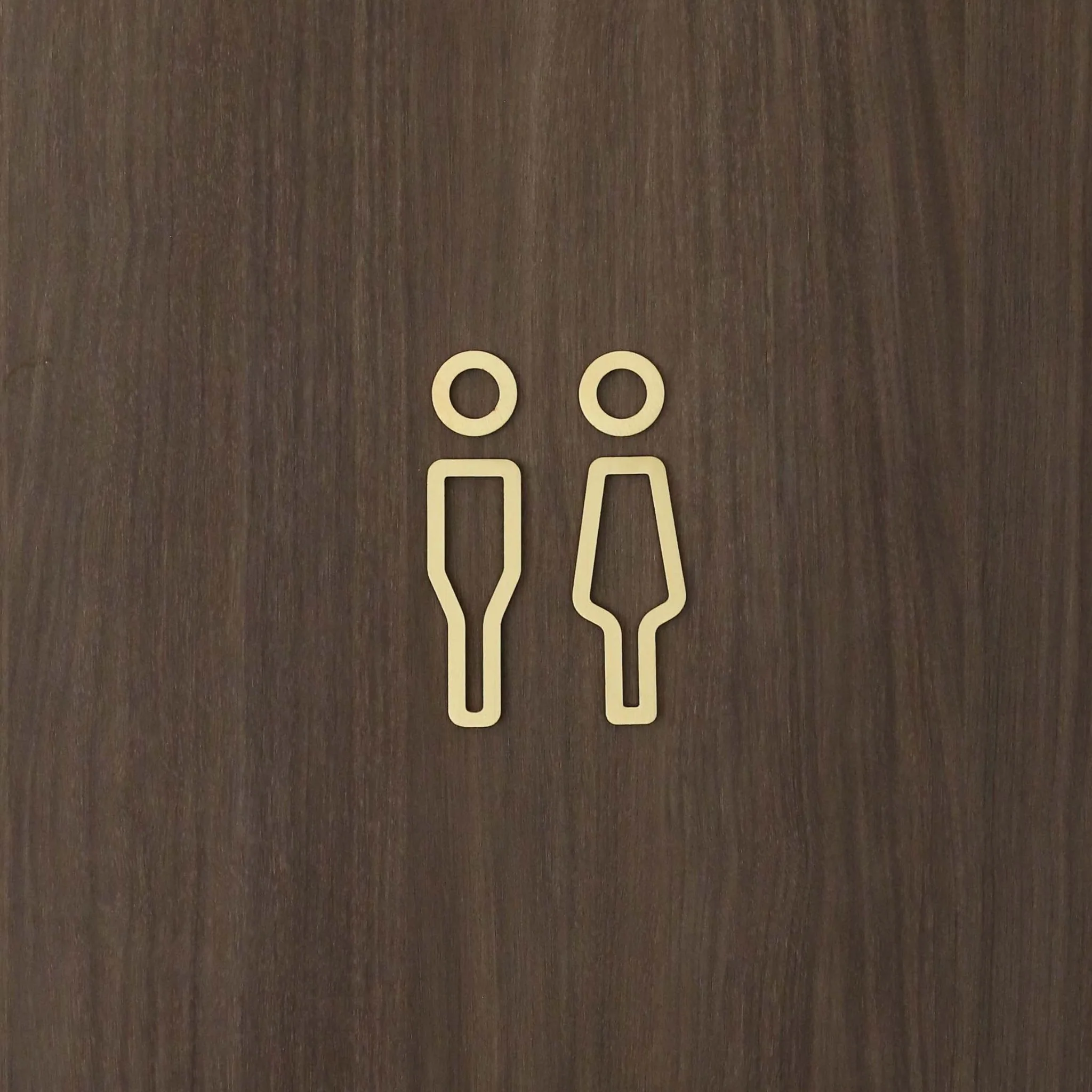 DESIGNSTUFF Signage, Restroom, Her/Him, Brushed Brass - Image 4