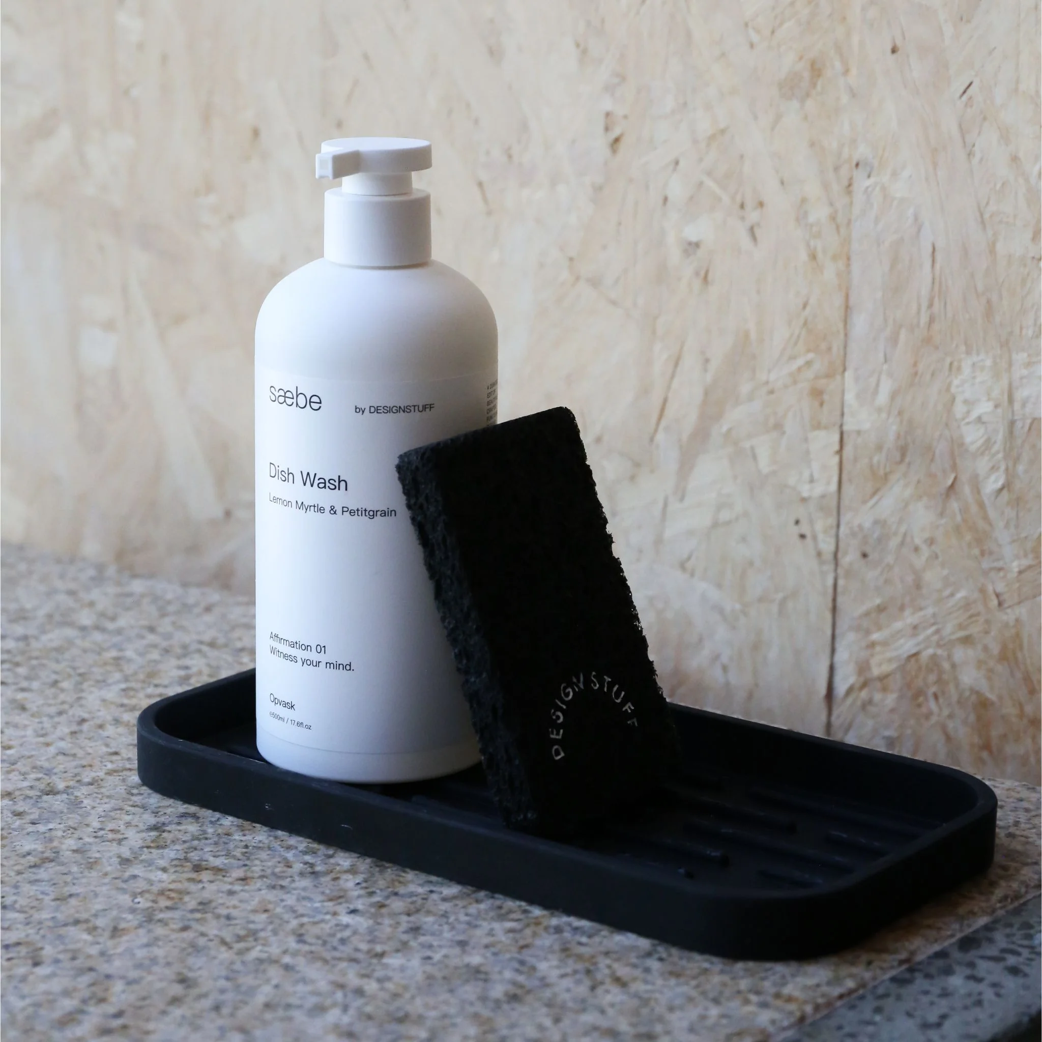 DESIGNSTUFF Sink Tray and Sponge Holder Silicone, Black - Image 3