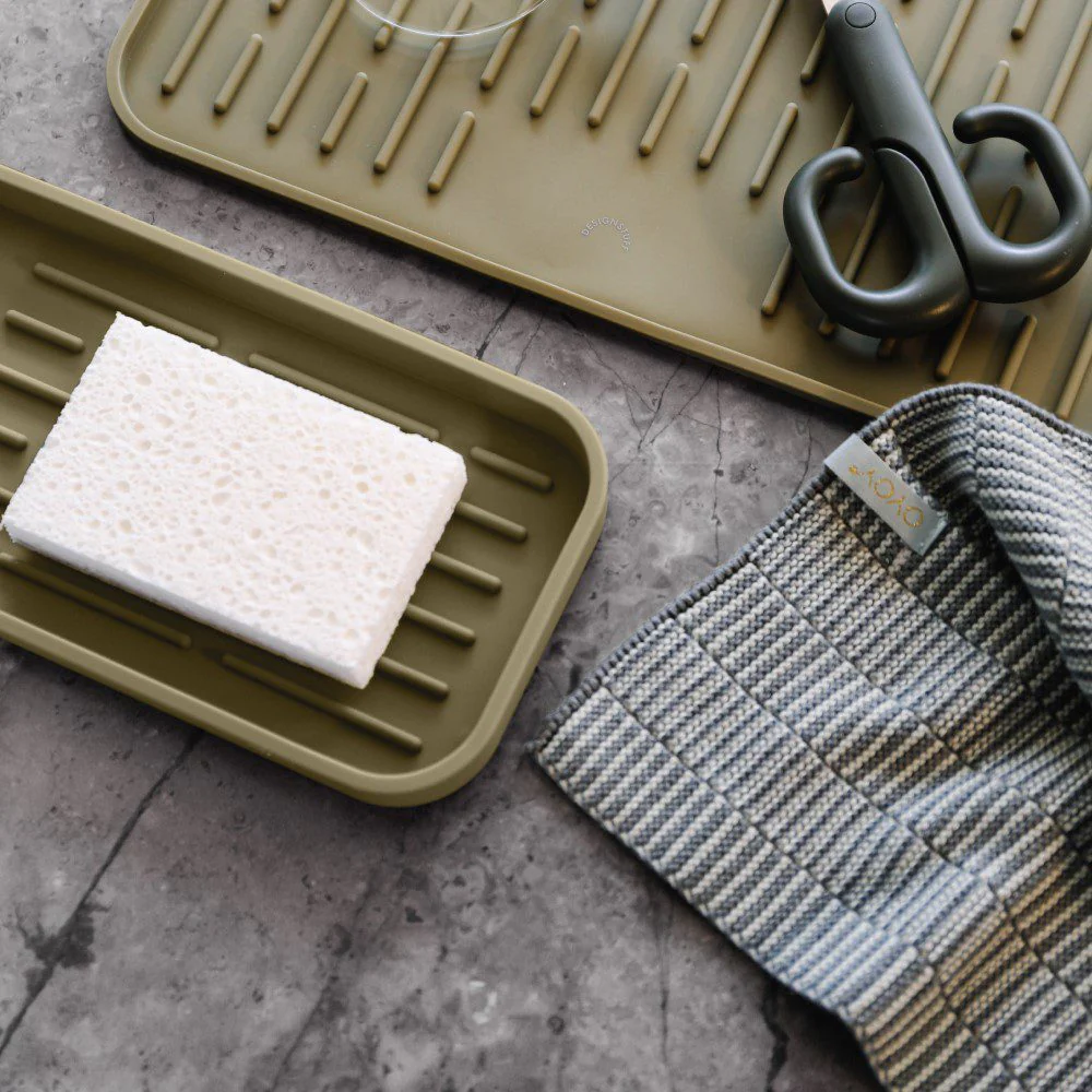 DESIGNSTUFF Sink Tray and Sponge Holder Silicone, Khaki - Image 5