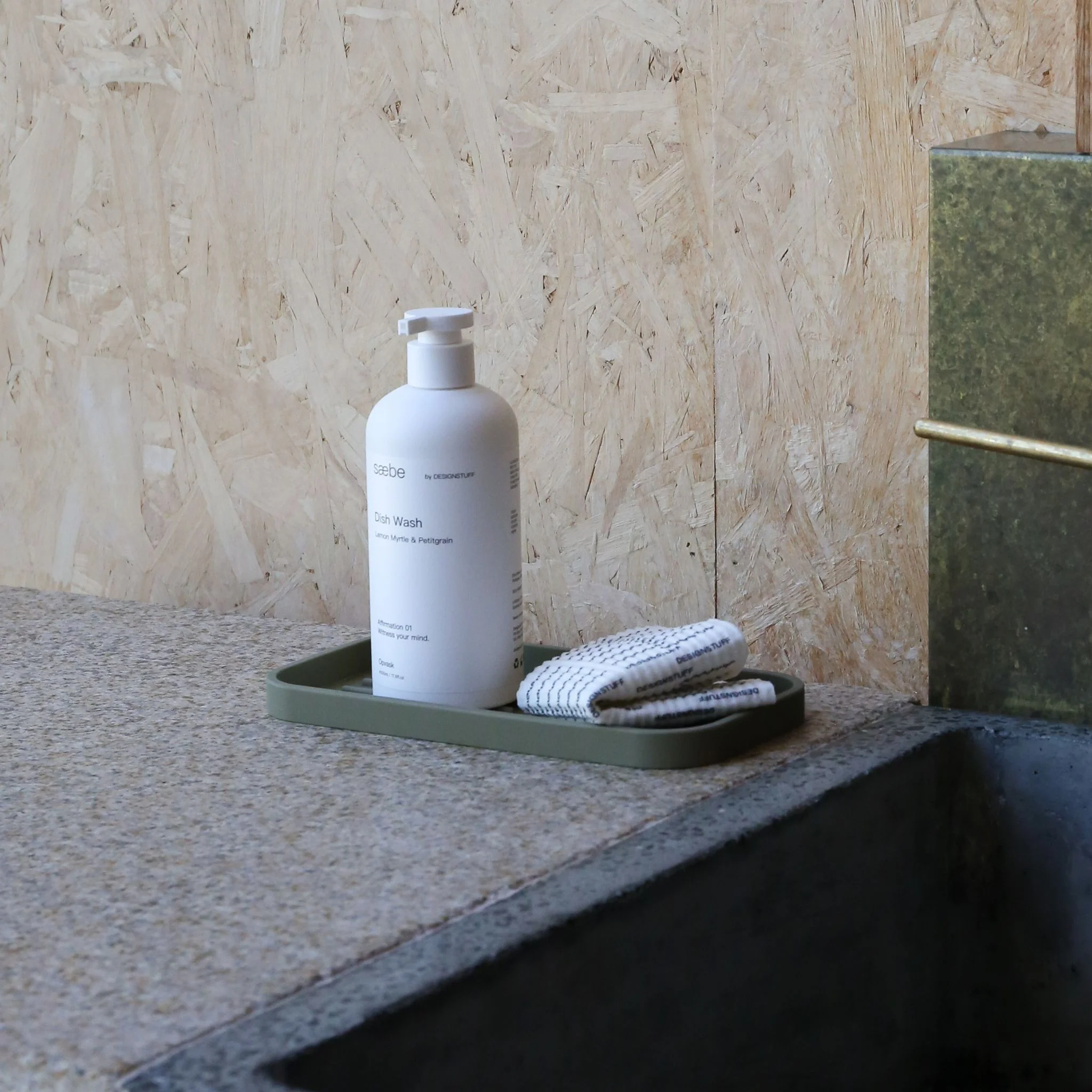 DESIGNSTUFF Sink Tray and Sponge Holder Silicone, Khaki - Image 7