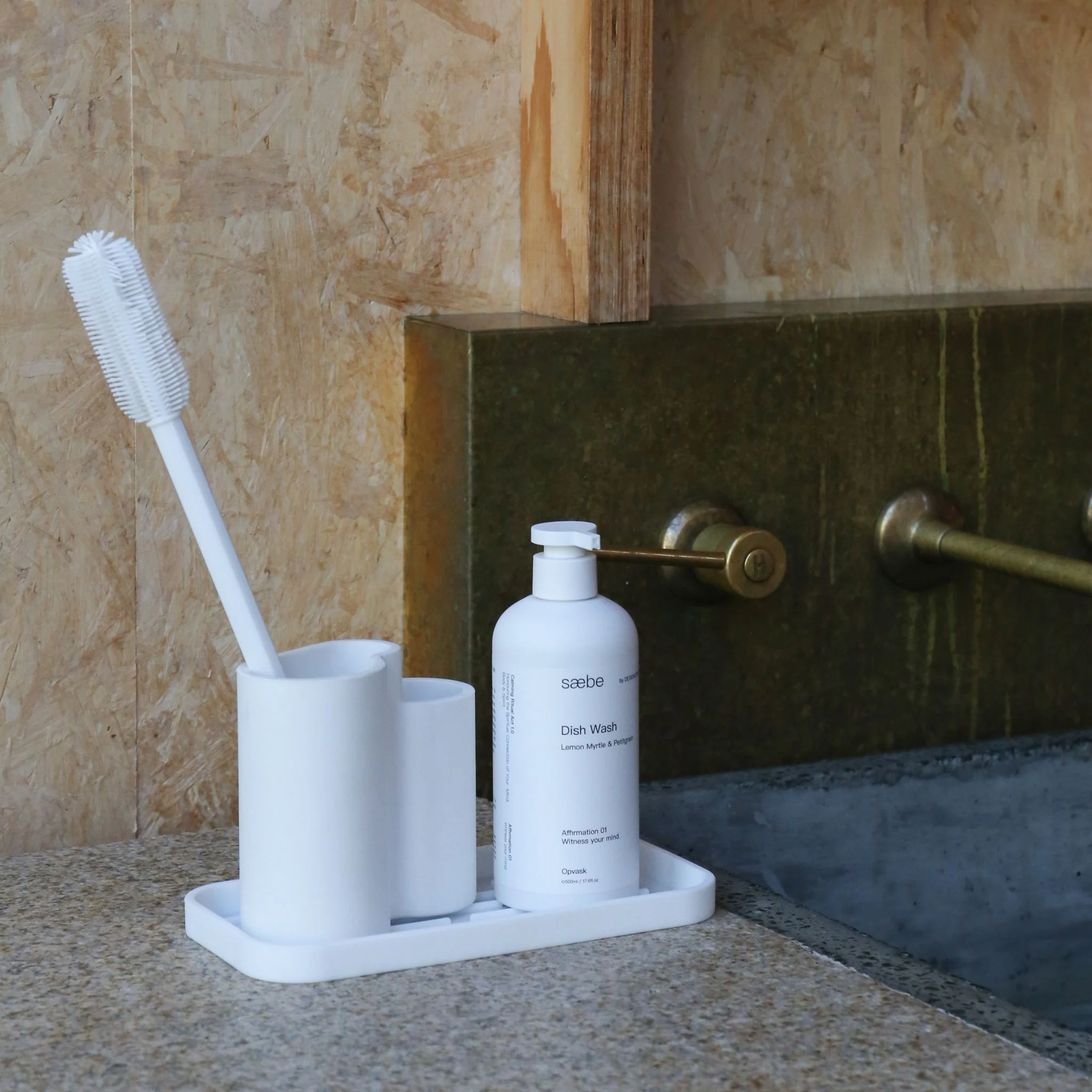 DESIGNSTUFF Sink Tray and Sponge Holder Silicone, White - Image 5