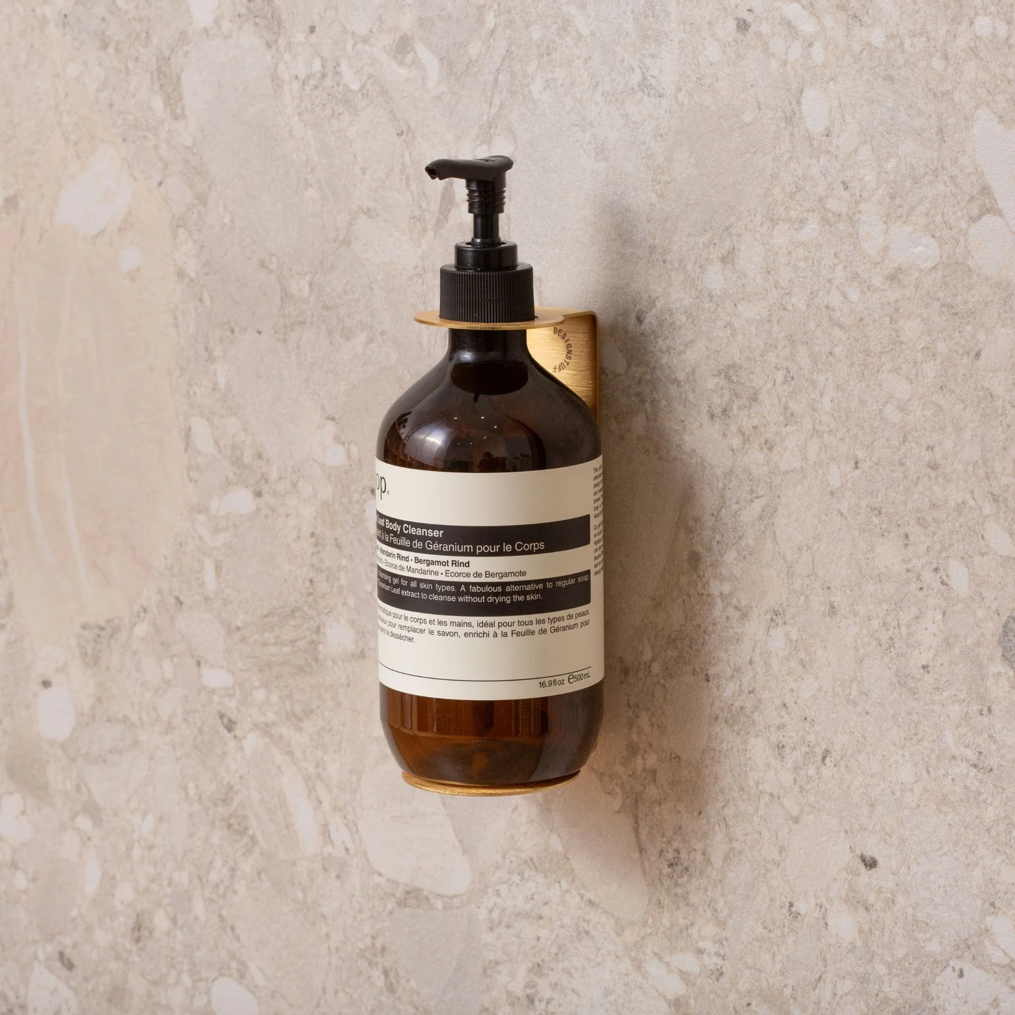 DESIGNSTUFF Single Soap Dispenser Holder, Brushed Brass - Image 3