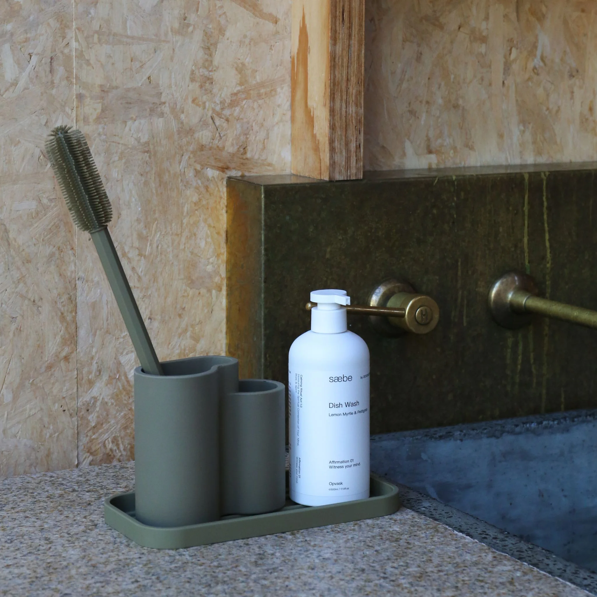 DESIGNSTUFF DRIP Store-All Cutlery Drainer/Holder, Khaki - Image 3