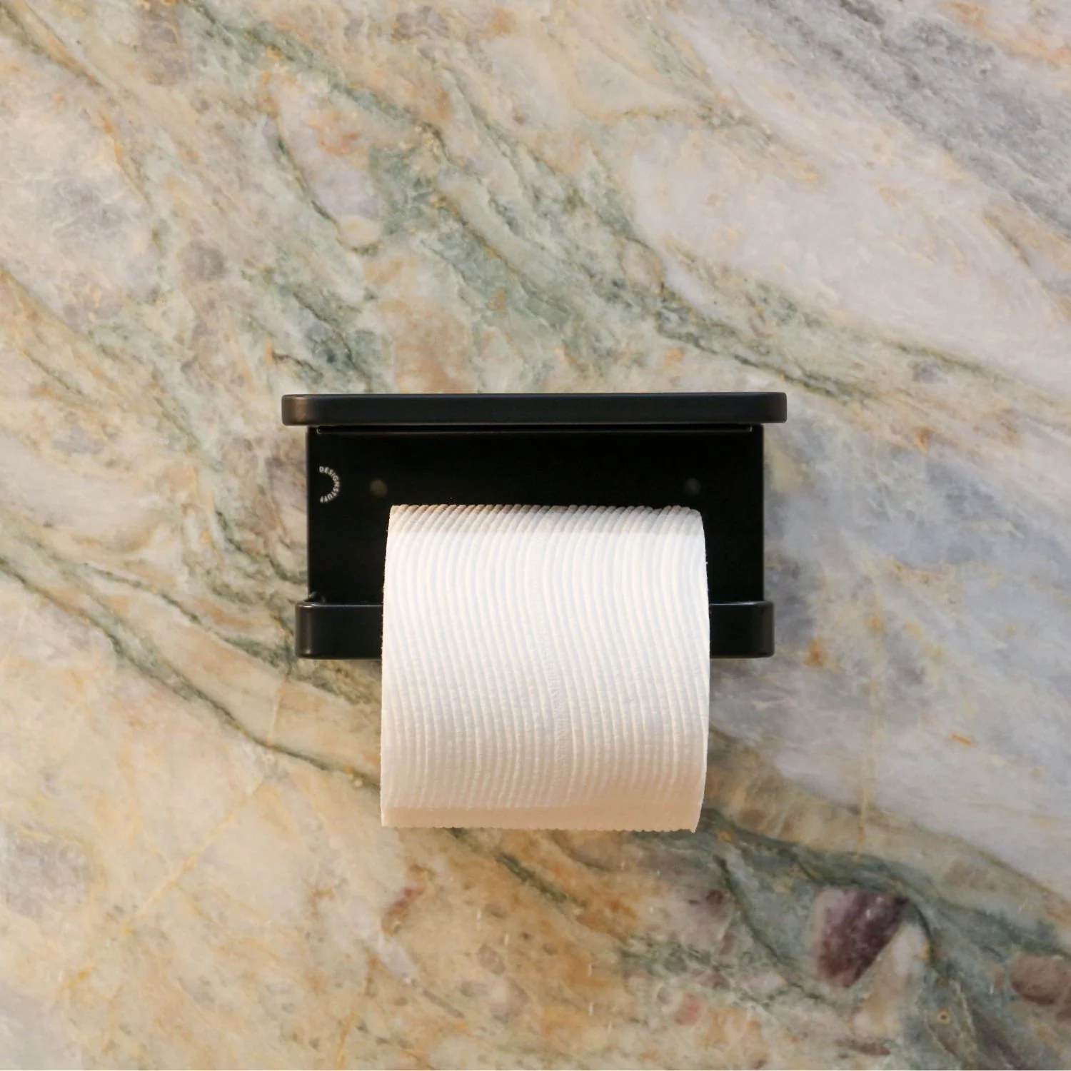 DESIGNSTUFF Toilet Roll Holder w/ Shelf Single, Black - Image 4
