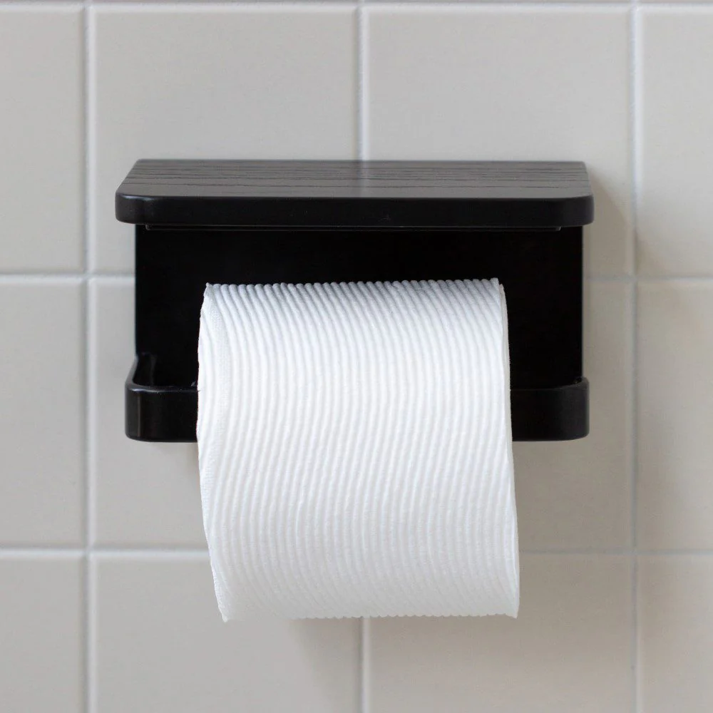 DESIGNSTUFF Toilet Roll Holder w/ Shelf Single, Black - Image 5