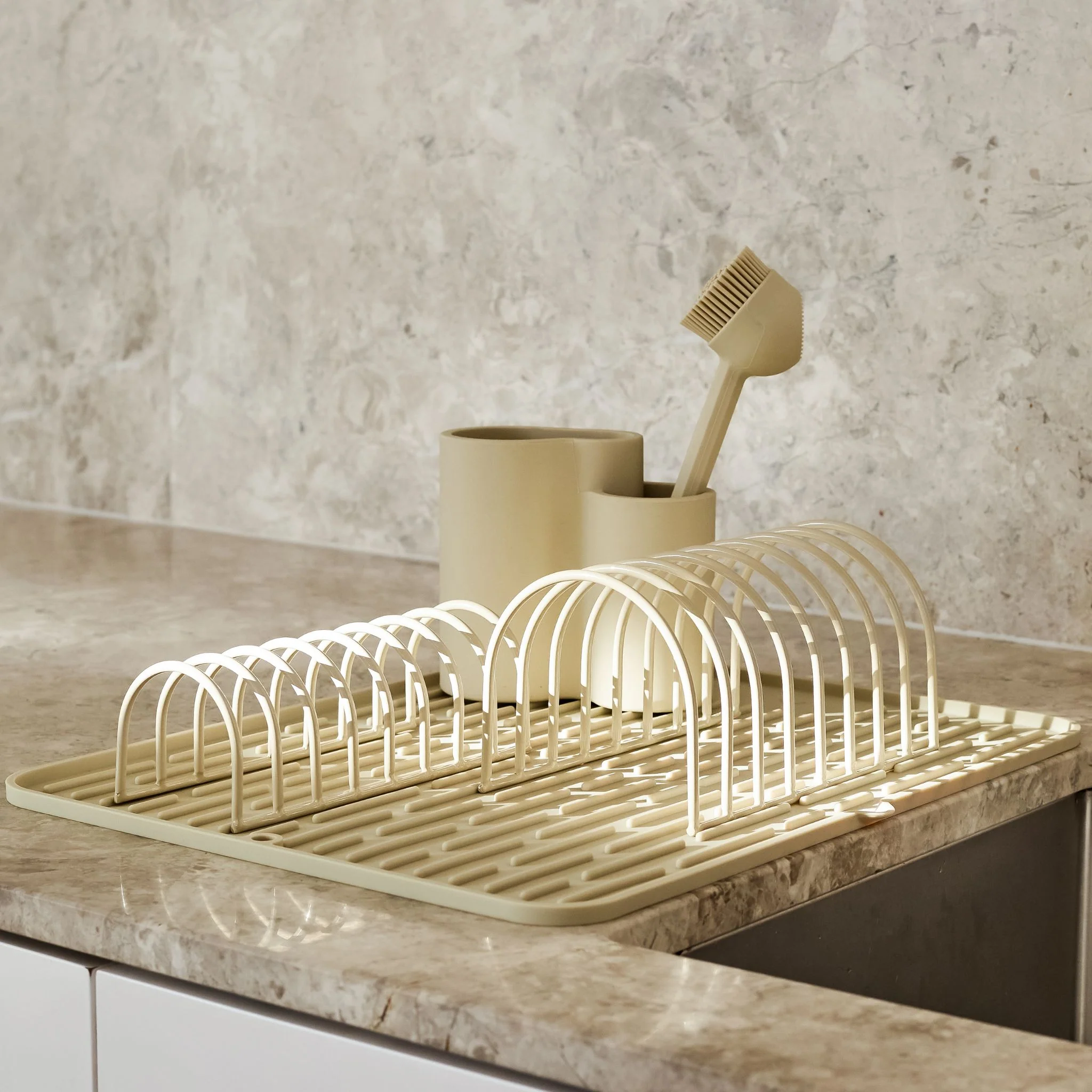 DESIGNSTUFF DRIP Dish Drainer, Sand (Set of 2) - Image 4