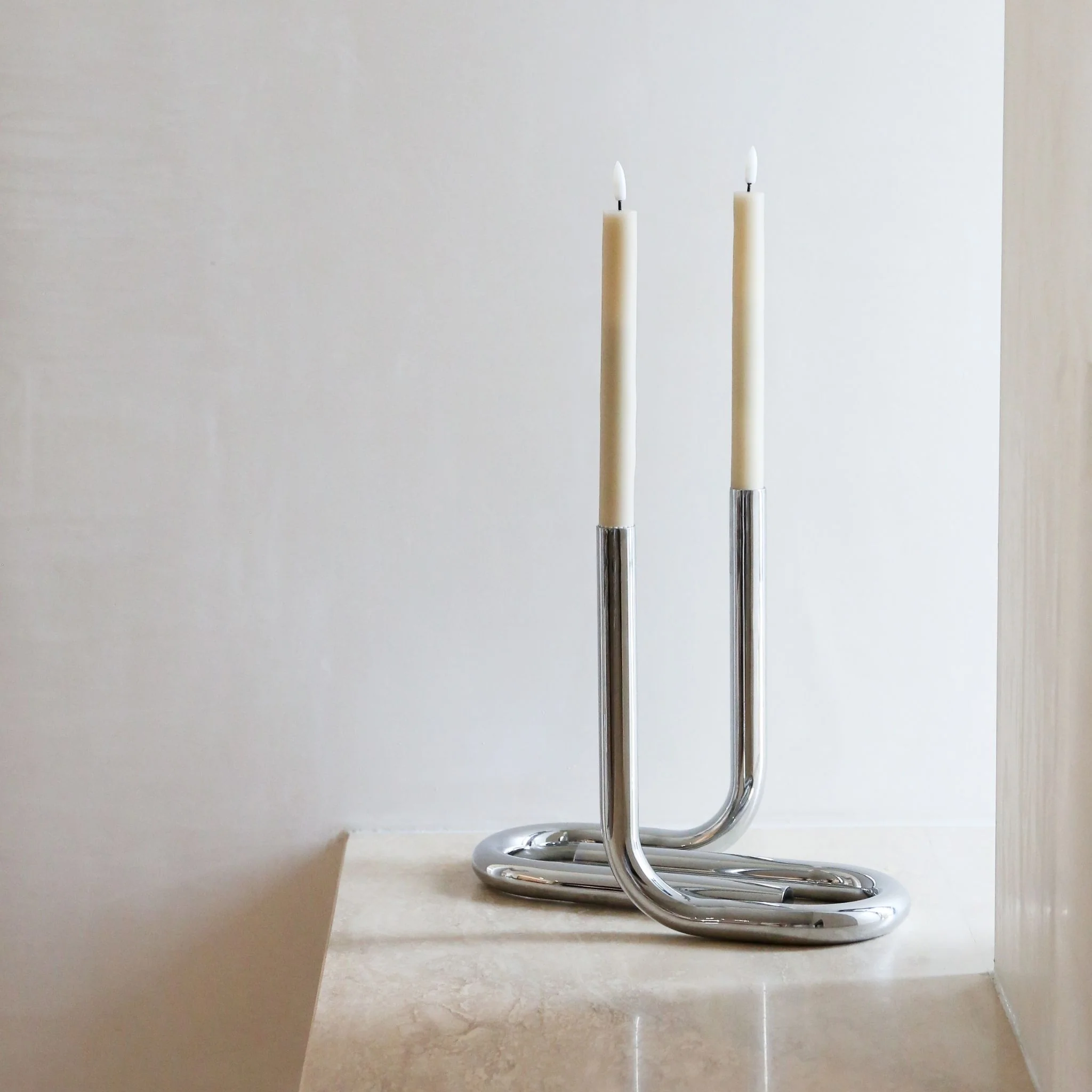 DESIGNSTUFF VIAH LED Candle, Sand (Set of 2) - Image 4