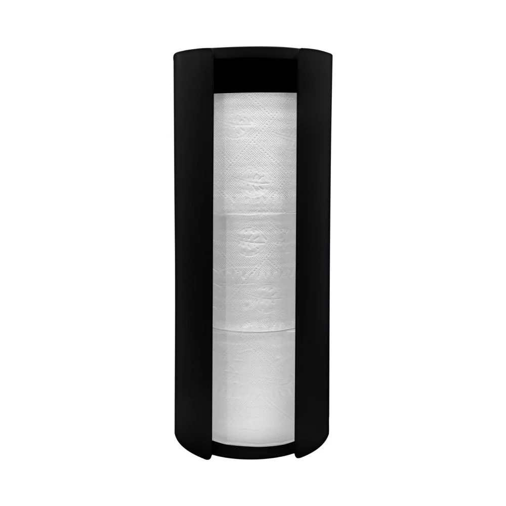 DESIGNSTUFF Wall Mounted Toilet Roll Storage Holder, Black - Image 5