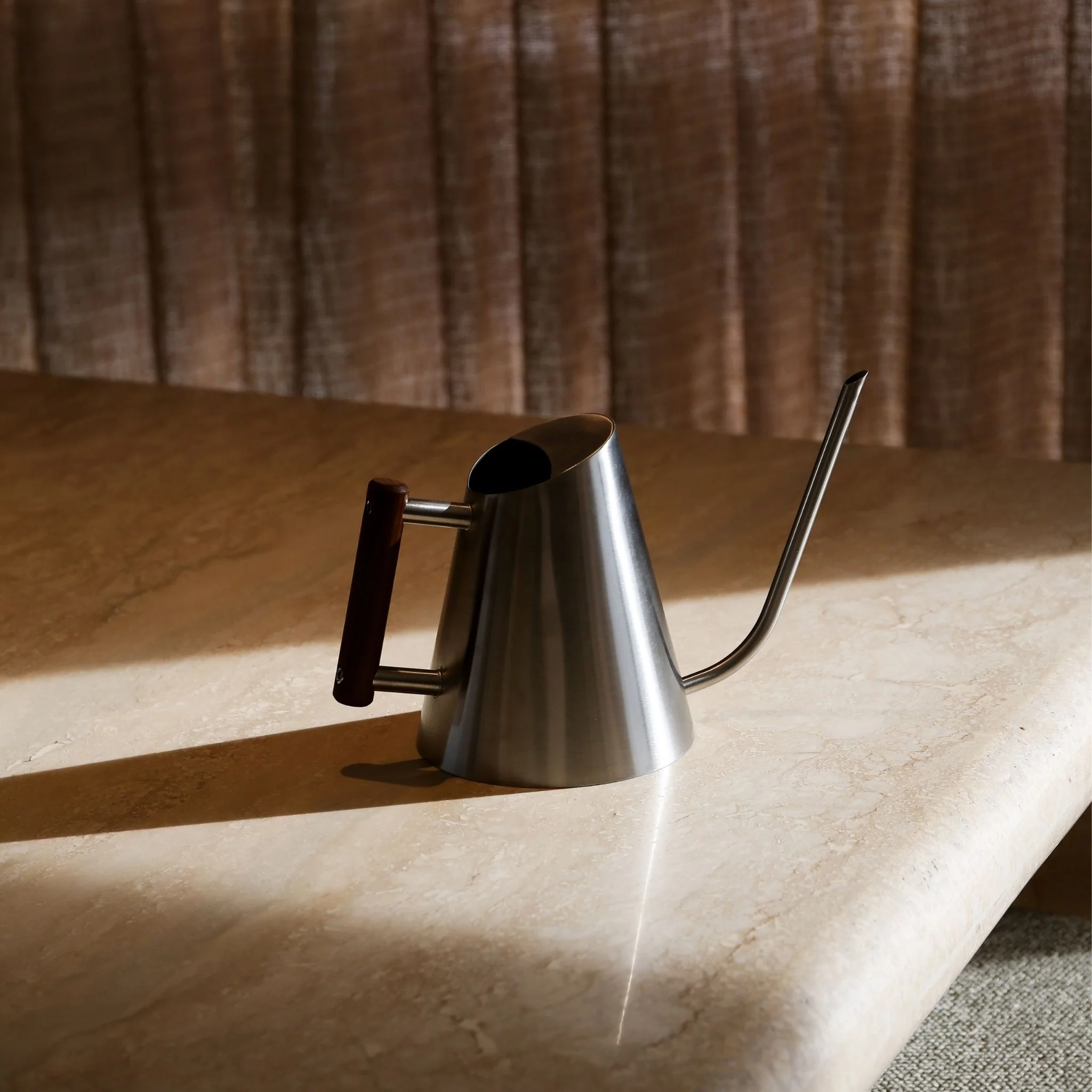 DESIGNSTUFF VIAH Watering Can 1.3L, Stainless Steel/Stained Wood Handle - Image 4